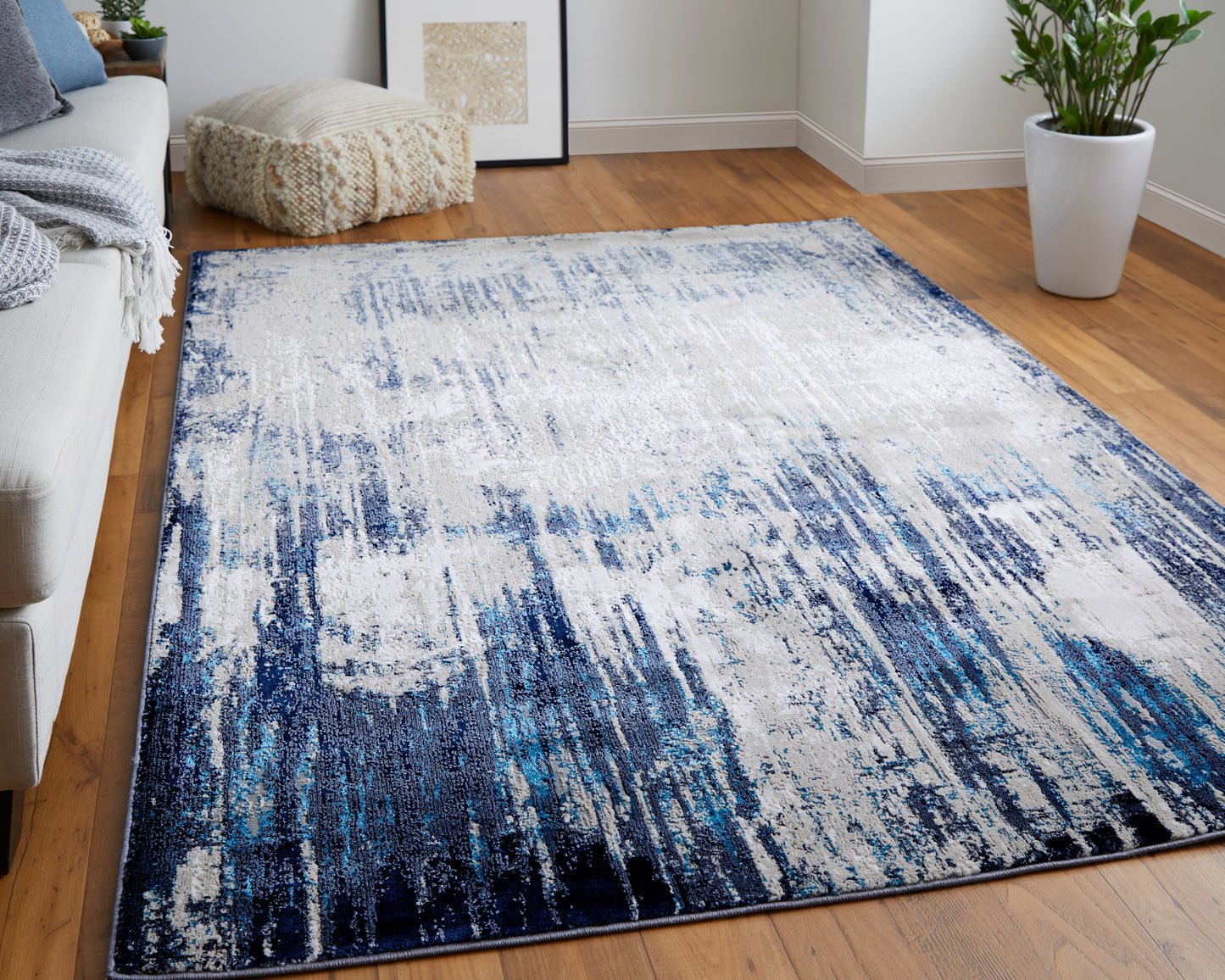 Indio Modern/Industrial/Casual Tan/Blue/Ivory Runner  Feizy Rugs Small Parcel,Feizy Rugs,Indio,Tan/Blue/Ivory,2'10" x 7'10",Runner,Polyester/Polypropylene,Modern/Industrial/Casual,Turkey