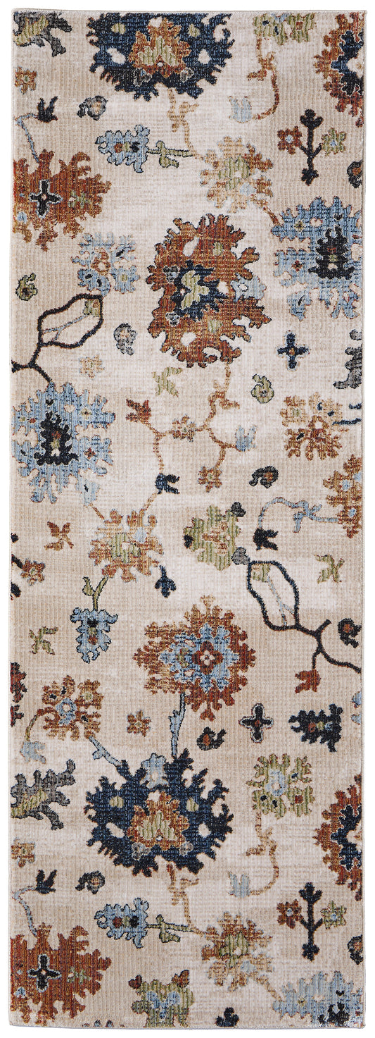 Melrose Transitional/Bohemian & Eclectic/Cottage Ivory/Red/Blue Runner  Feizy Rugs Small Parcel,Feizy Rugs,Melrose,Ivory/Red/Blue,2'6" x 7'3",Runner,Polypropylene/Polyester/Viscose,Transitional/Bohemian & Eclectic/Cottage,Turkey