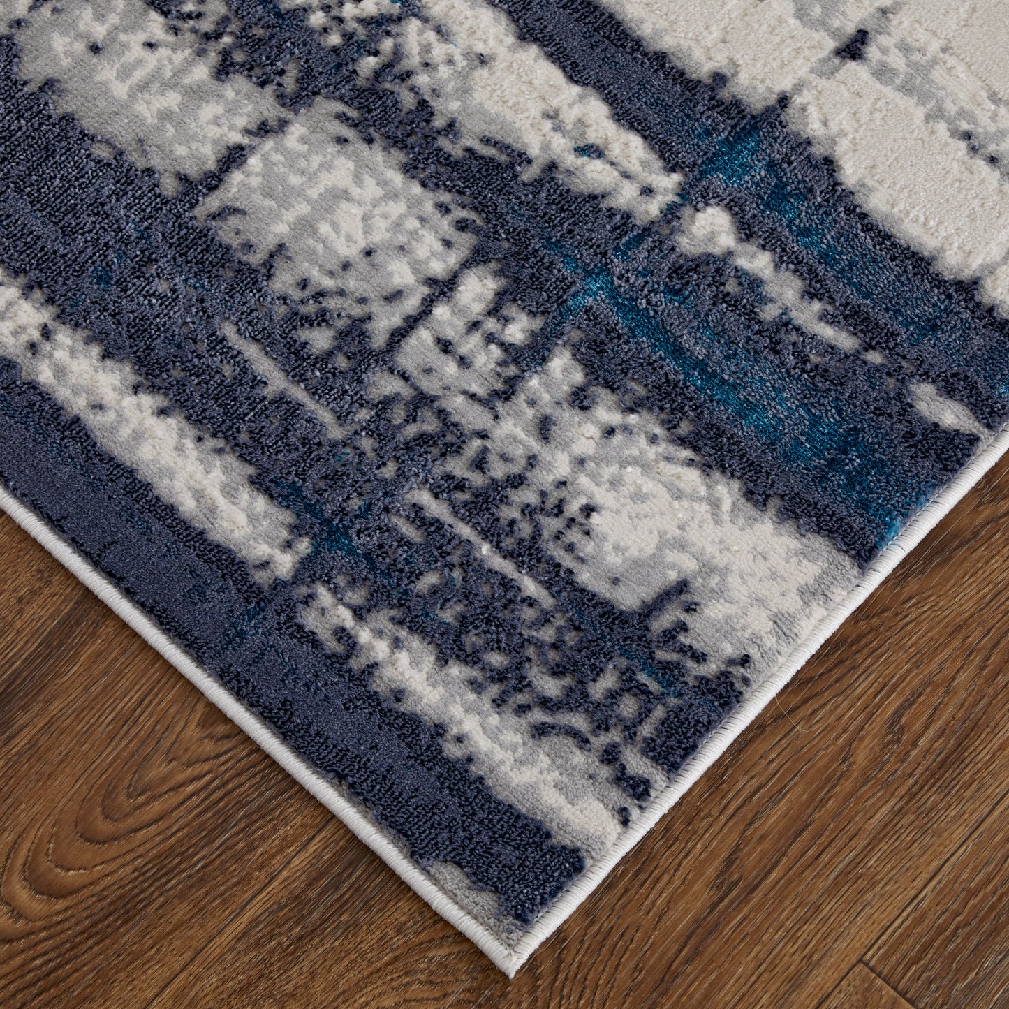 Indio Modern/Industrial/Casual Ivory/Blue/Gray Runner  Feizy Rugs Small Parcel,Feizy Rugs,Indio,Ivory/Blue/Gray,2'10" x 7'10",Runner,Polyester/Polypropylene,Modern/Industrial/Casual,Turkey