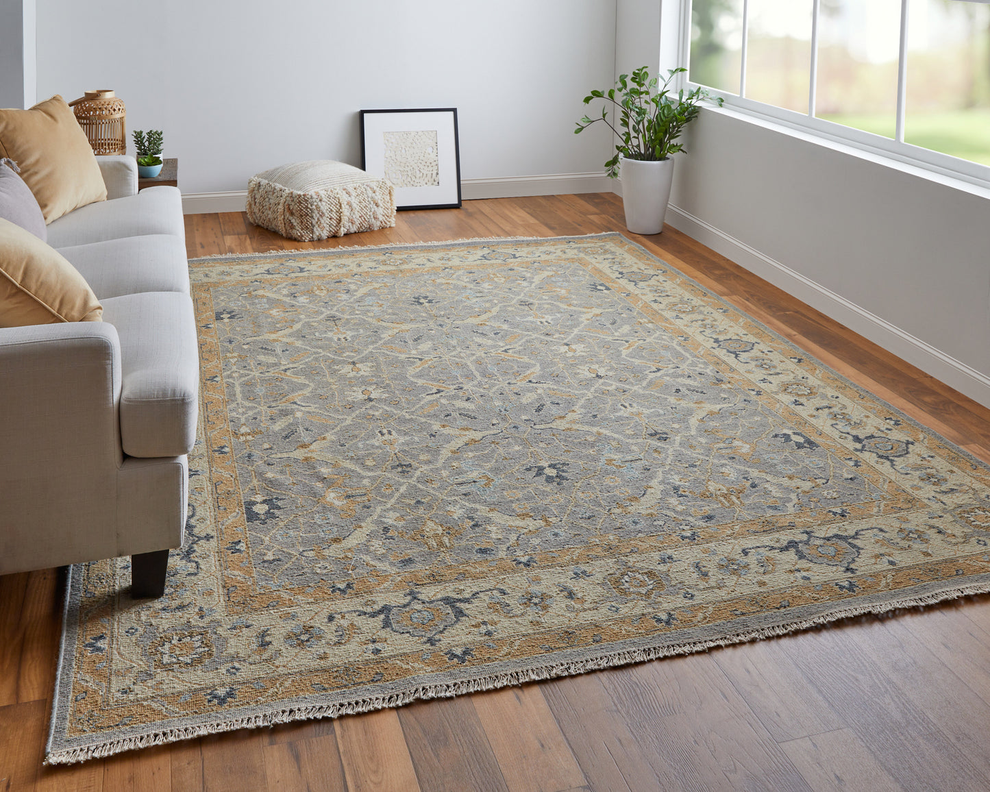 Corbitt Traditional/Classic Gray/Gold Accent Rug  Feizy Rugs Small Parcel,Feizy Rugs,Corbitt,Gray/Gold,2' x 3',Accent Rug,Wool,Traditional/Classic,India