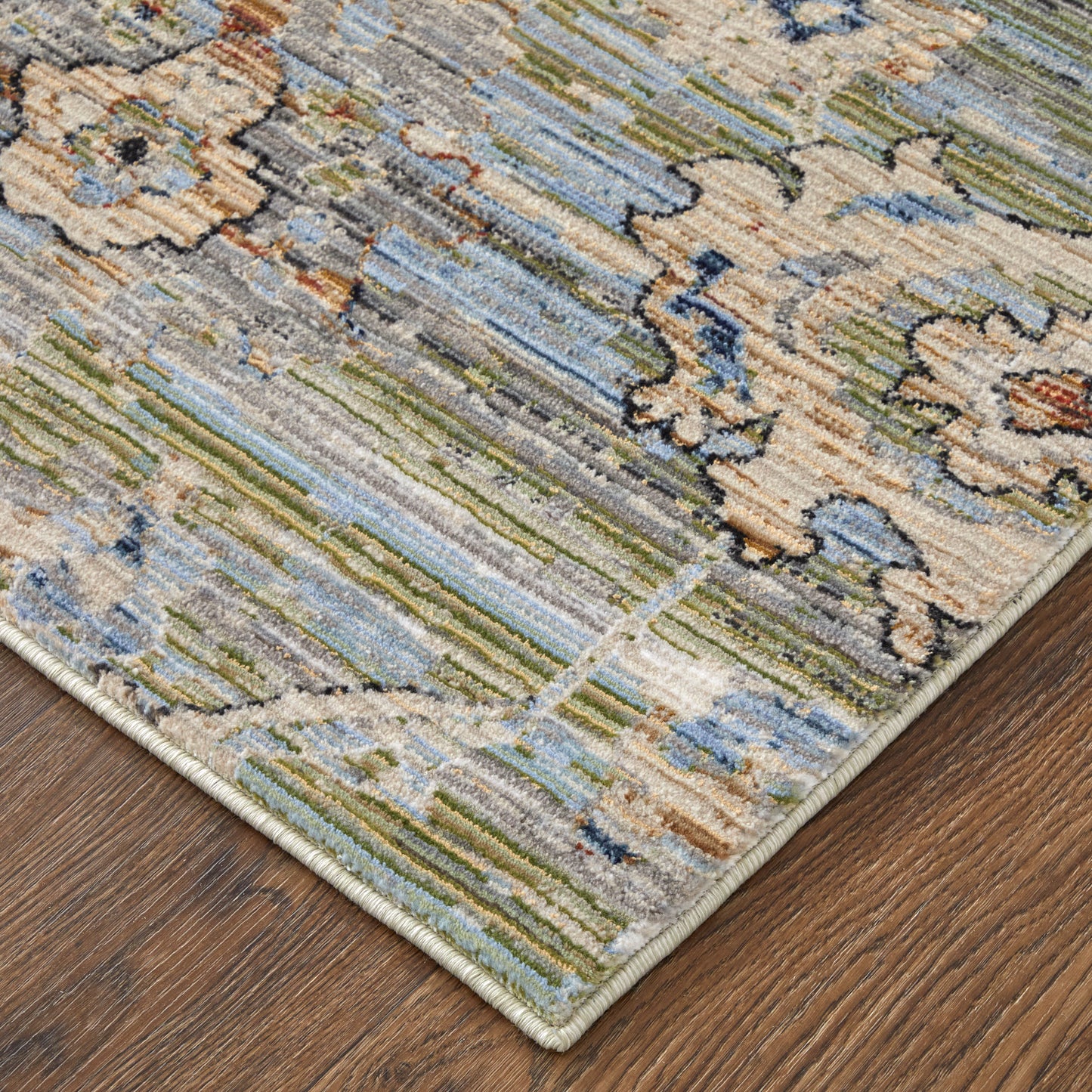 Melrose Traditional/Vintage/Persian Green/Ivory/Blue Runner  Feizy Rugs Small Parcel,Feizy Rugs,Melrose,Green/Ivory/Blue,2'6" x 7'3",Runner,Polypropylene/Polyester/Viscose,Traditional/Vintage/Persian,Turkey