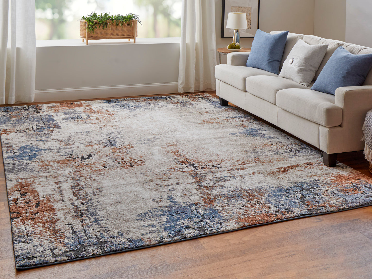 Gilmore Modern/Casual/Bohemian & Eclectic Ivory/Blue/Taupe Accent Rug  Feizy Rugs Small Parcel,Feizy Rugs,Gilmore,Ivory/Blue/Taupe,2' x 3',Accent Rug,Polypropylene,Modern/Casual/Bohemian & Eclectic,Turkey