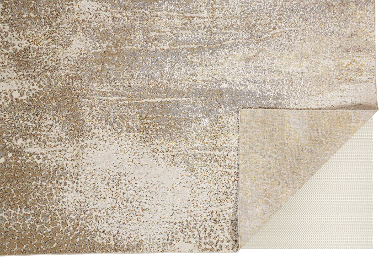 Aura Modern/Industrial/Casual Ivory/Gray/Gold Accent Rug