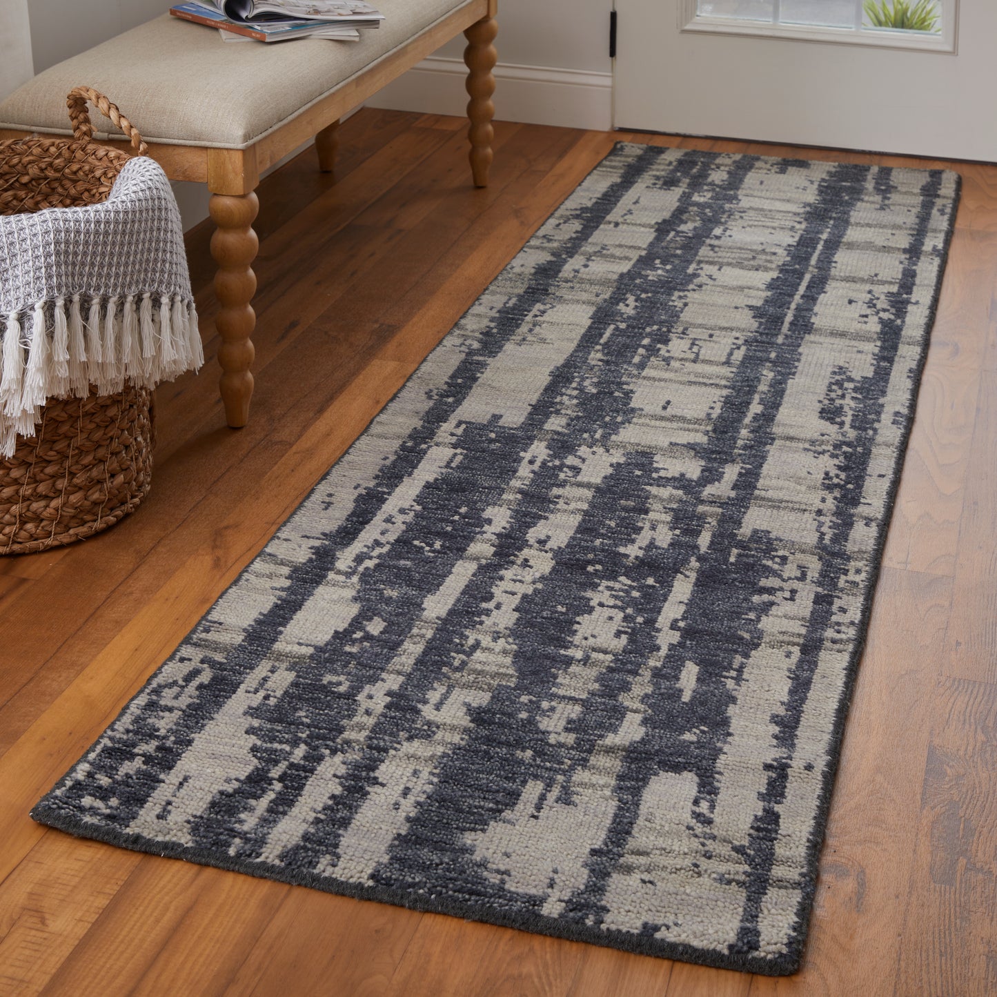 Altmar Modern/Bohemian & Eclectic/Industrial Blue/Gray/Taupe Runner  Feizy Rugs Small Parcel,Feizy Rugs,Altmar,Blue/Gray/Taupe,2'6" x 8',Runner,Wool,Modern/Bohemian & Eclectic/Industrial,India