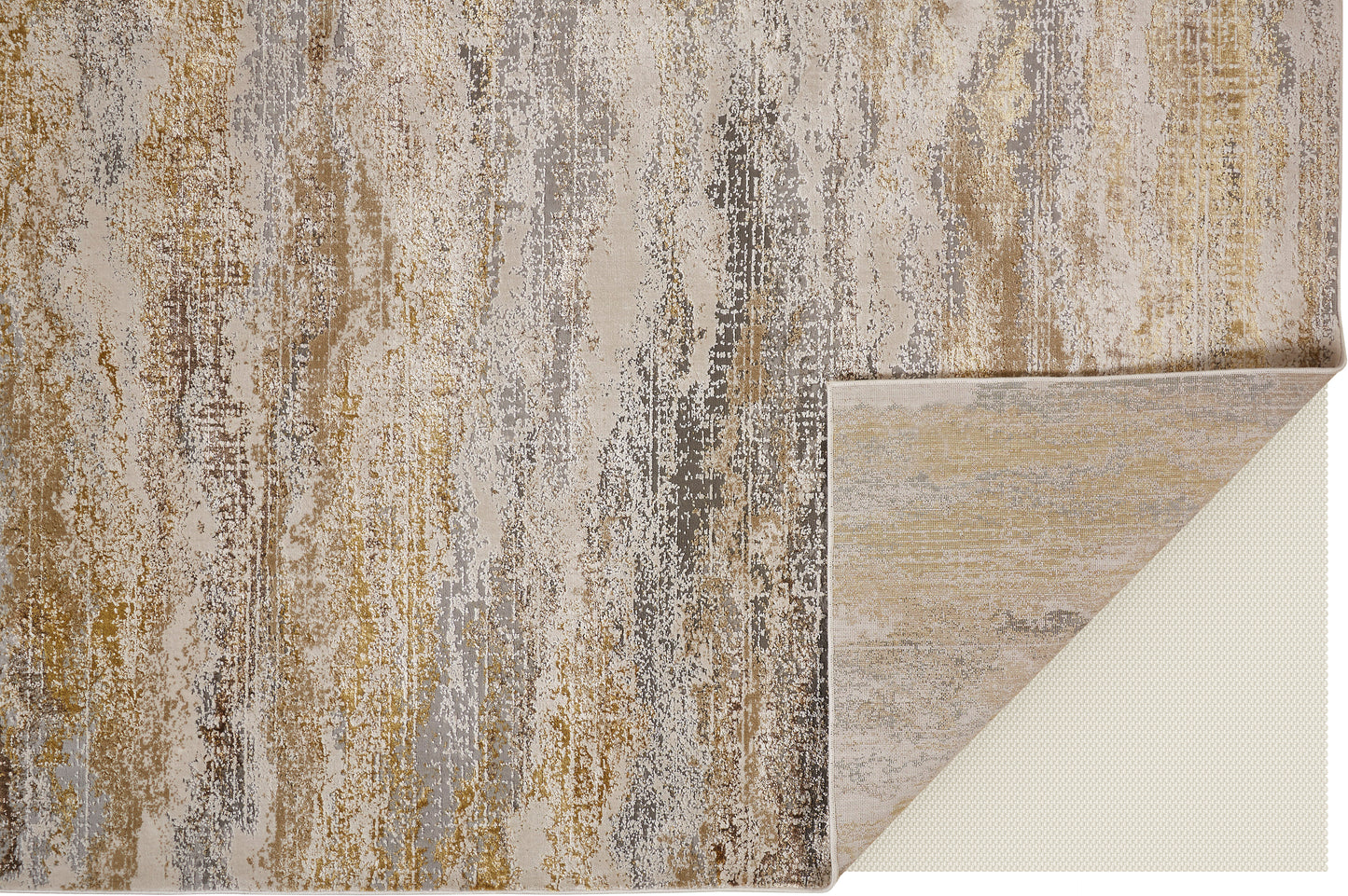 Aura Modern/Industrial Gold/Gray/Ivory Runner  Feizy Rugs Small Parcel,Feizy Rugs,Aura,Gold/Gray/Ivory,2'10" x 7'10",Runner,Polyester/Polypropylene,Modern/Industrial,Turkey