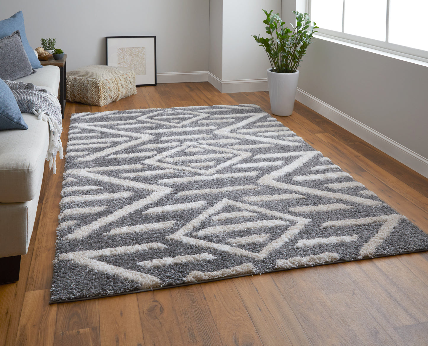 Mynka Transitional/Bohemian & Eclectic/Farmhouse Gray/Ivory Runner  Feizy Rugs Small Parcel,Feizy Rugs,Mynka,Gray/Ivory,2'6" x 8',Runner,Polyester,Transitional/Bohemian & Eclectic/Farmhouse,Turkey