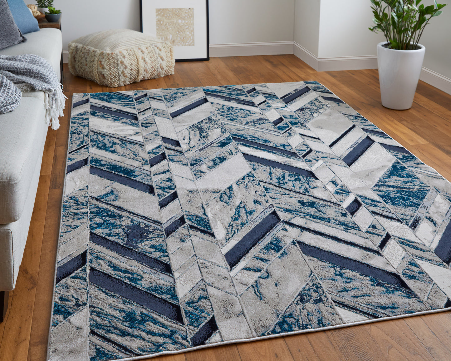 Indio Modern/Casual/Nautical & Coastal Ivory/Blue/Gray Runner  Feizy Rugs Small Parcel,Feizy Rugs,Indio,Ivory/Blue/Gray,2'10" x 7'10",Runner,Polyester/Polypropylene,Modern/Casual/Nautical & Coastal,Turkey