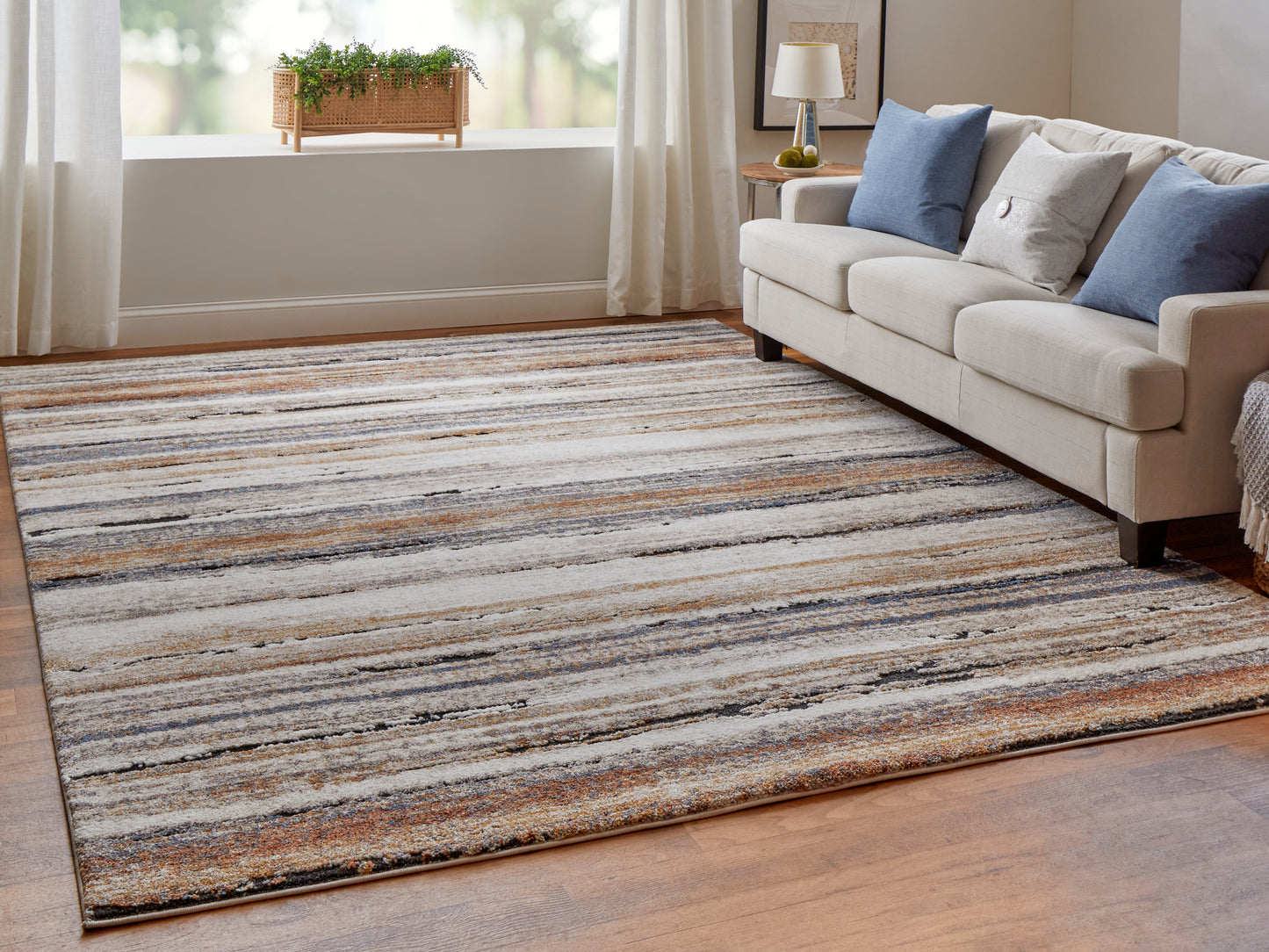 Gilmore Modern/Global Ivory/Orange/Gray Runner  Feizy Rugs Small Parcel,Feizy Rugs,Gilmore,Ivory/Orange/Gray,2'6" x 8',Runner,Polypropylene,Modern/Global,Turkey