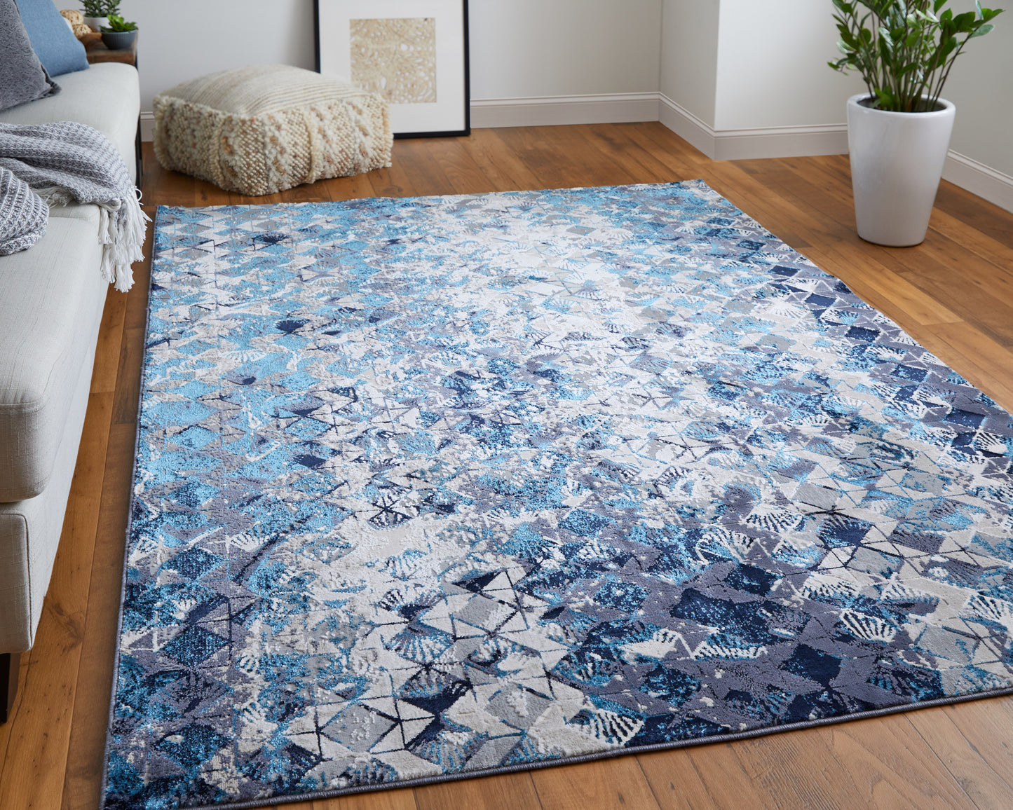 Indio Modern/Bohemian & Eclectic/Farmhouse Blue/Ivory/Gray Runner  Feizy Rugs Small Parcel,Feizy Rugs,Indio,Blue/Ivory/Gray,2'10" x 7'10",Runner,Polyester/Polypropylene,Modern/Bohemian & Eclectic/Farmhouse,Turkey