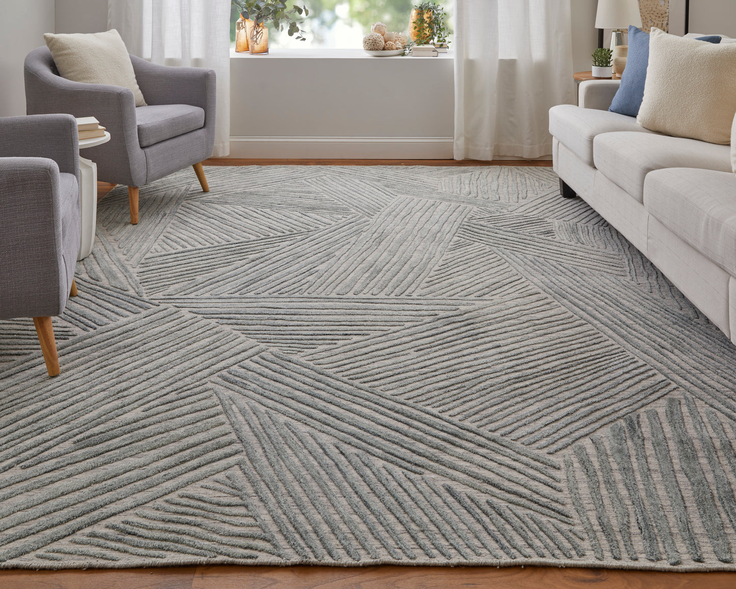 Elias Modern/Bohemian & Eclectic Green/Ivory/Tan Accent Rug