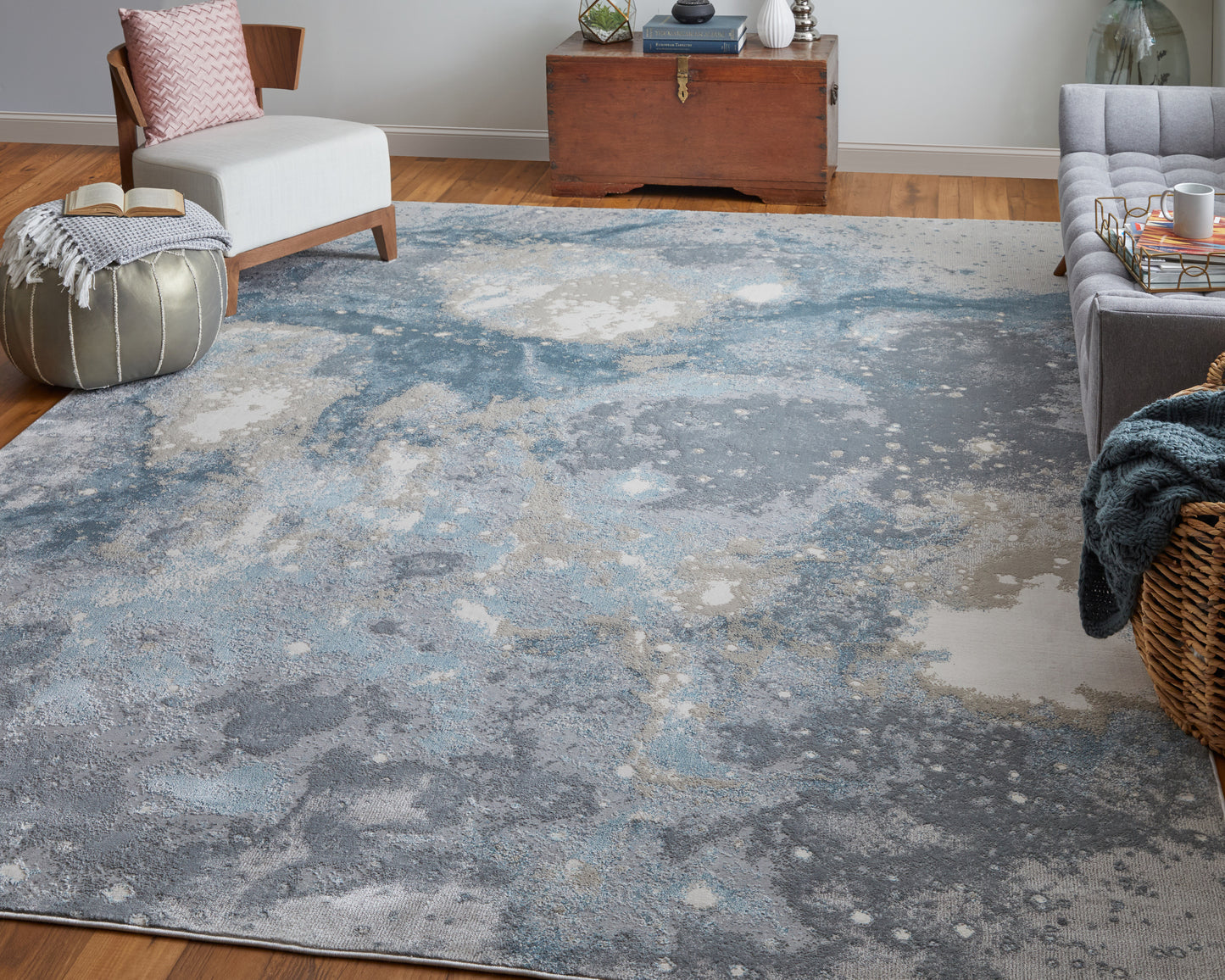 Astra Transitional/Industrial/Casual Blue/Gray Runner  Feizy Rugs Small Parcel,Feizy Rugs,Astra,Blue/Gray,2'10" x 7'10",Runner,Polyester/Polypropylene,Transitional/Industrial/Casual,Turkey