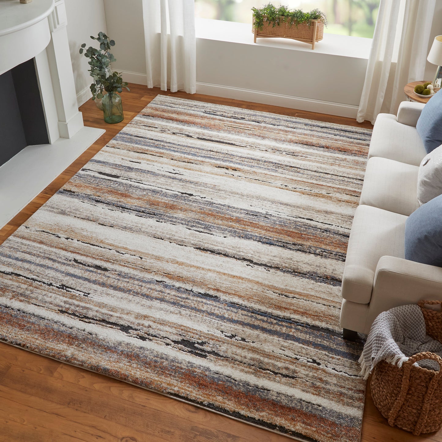 Gilmore Modern/Global Ivory/Orange/Gray Accent Rug  Feizy Rugs Small Parcel,Feizy Rugs,Gilmore,Ivory/Orange/Gray,2' x 3',Accent Rug,Polypropylene,Modern/Global,Turkey