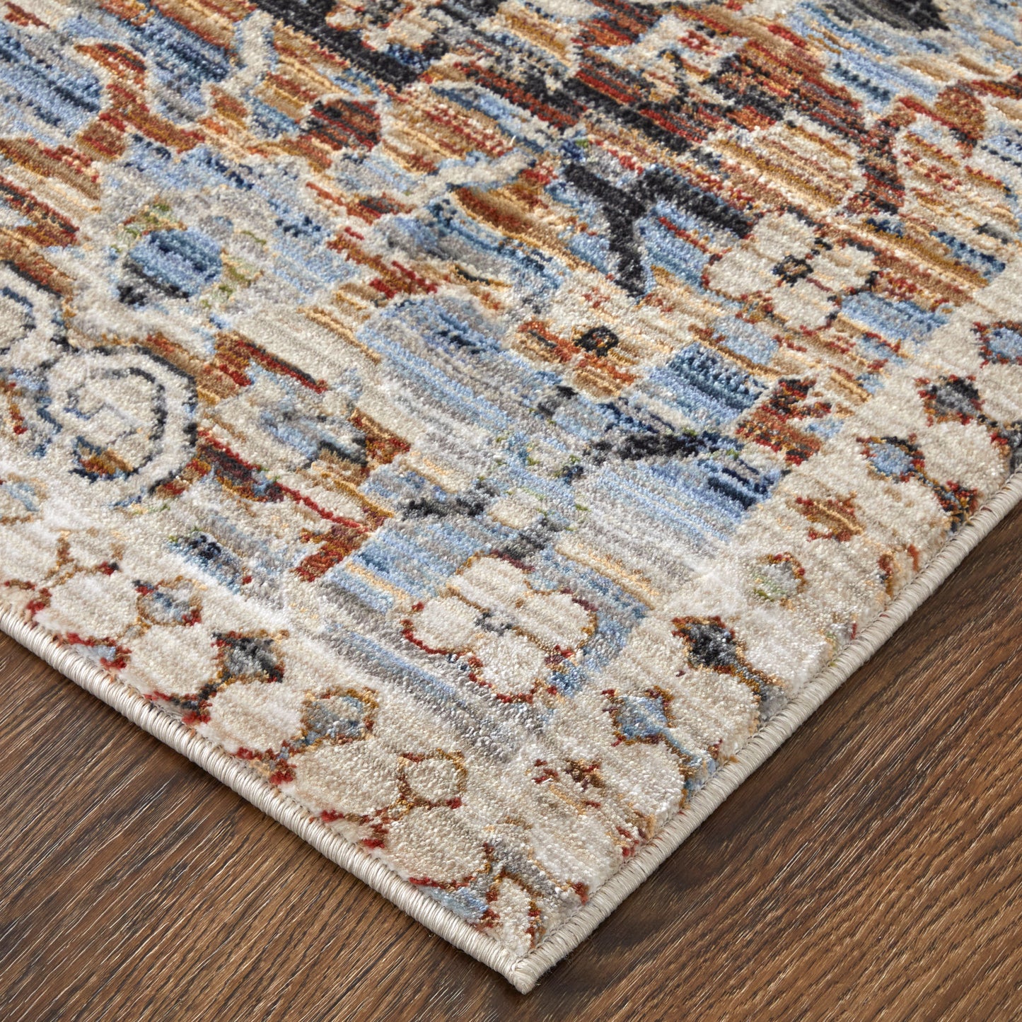 Melrose Transitional/Bohemian & Eclectic/Vintage Ivory/Red/Blue Runner  Feizy Rugs Small Parcel,Feizy Rugs,Melrose,Ivory/Red/Blue,2'6" x 7'3",Runner,Polypropylene/Polyester/Viscose,Transitional/Bohemian & Eclectic/Vintage,Turkey