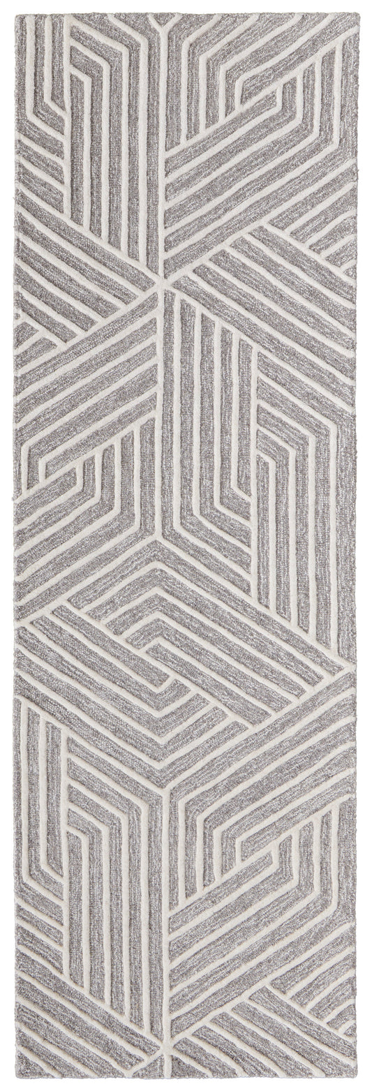 Lytton Modern/Casual/Scandinavian Gray/Ivory Runner  Feizy Rugs Small Parcel,Feizy Rugs,Lytton,Gray/Ivory,2'6" x 8',Runner,Wool,Modern/Casual/Scandinavian,India