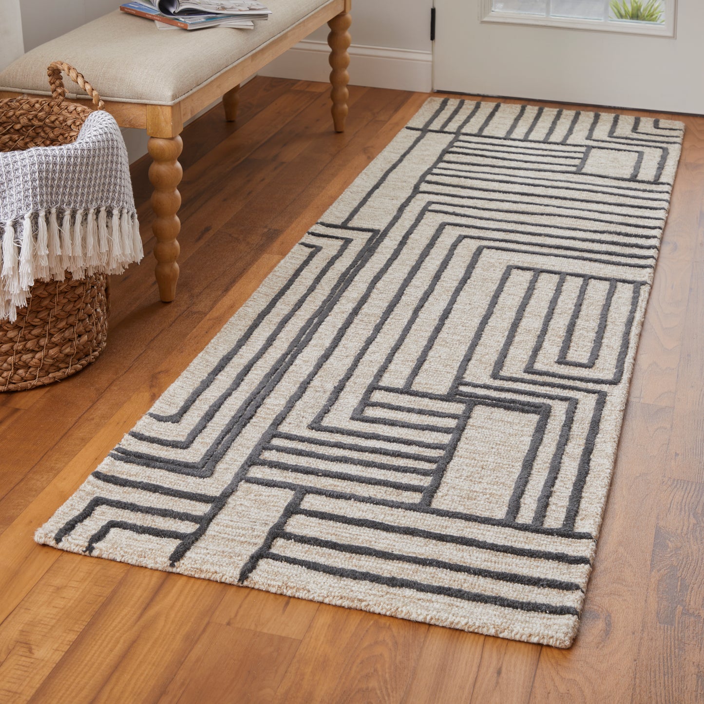 Gansett Modern/Casual Tan/Brown Runner  Feizy Rugs Small Parcel,Feizy Rugs,Gansett,Tan/Brown,2'6" x 8',Runner,Wool,Modern/Casual,India