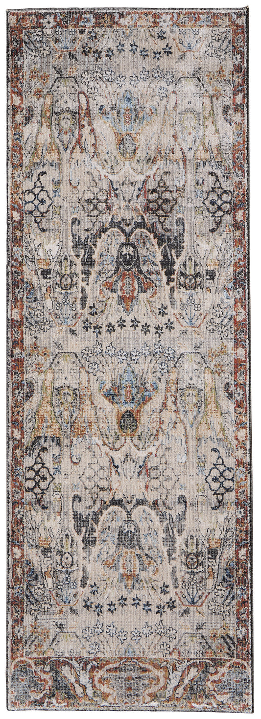 Melrose Transitional/Bohemian & Eclectic/Vintage Ivory/Red/Gray Runner  Feizy Rugs Small Parcel,Feizy Rugs,Melrose,Ivory/Red/Gray,2'6" x 7'3",Runner,Polypropylene/Polyester/Viscose,Transitional/Bohemian & Eclectic/Vintage,Turkey