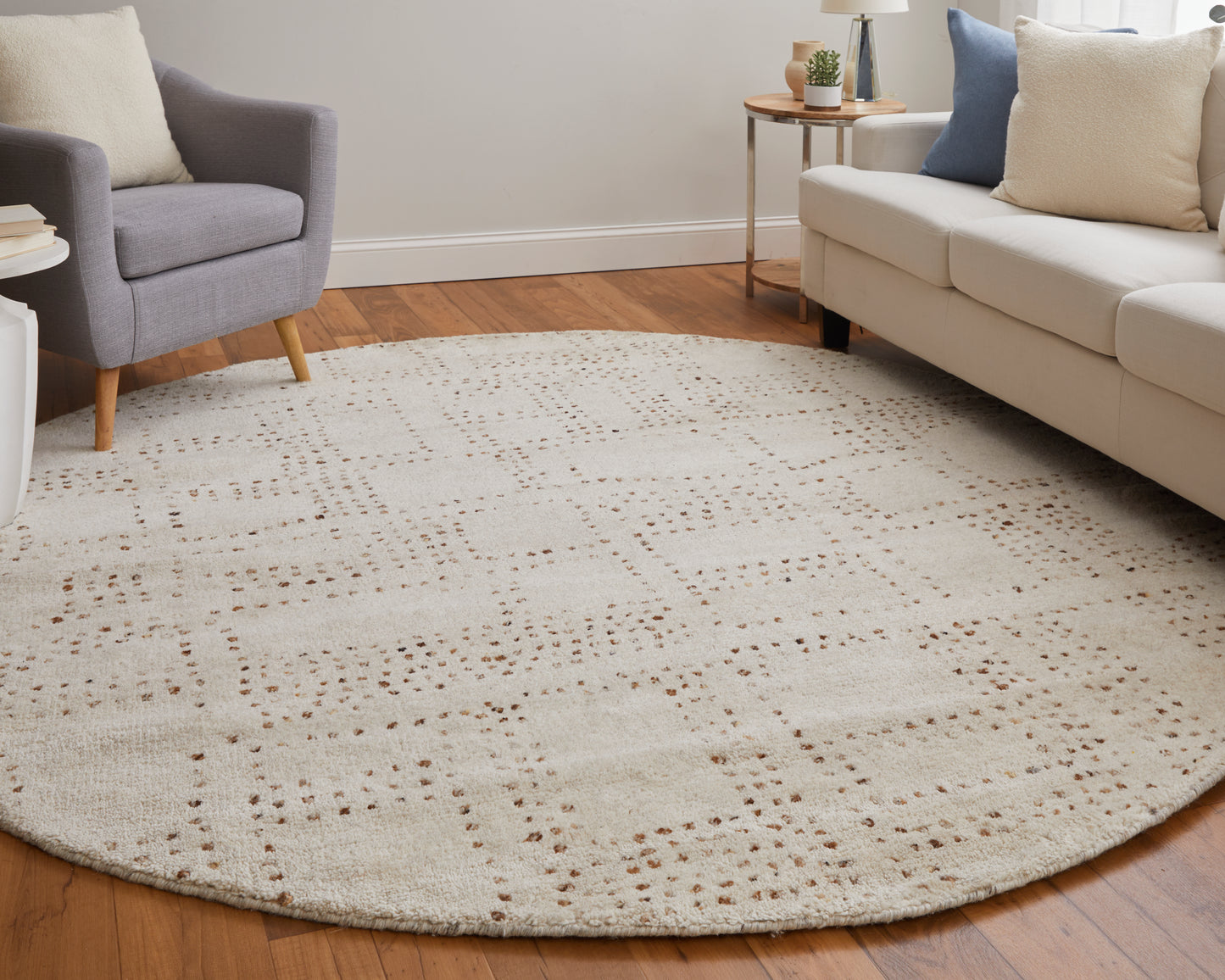 Truxel Modern/Casual Tan/Brown Round Rug  Feizy Rugs Small Parcel,Feizy Rugs,Truxel,Tan/Brown,8' x 8' Round,Round Rug,Wool,Modern/Casual,India