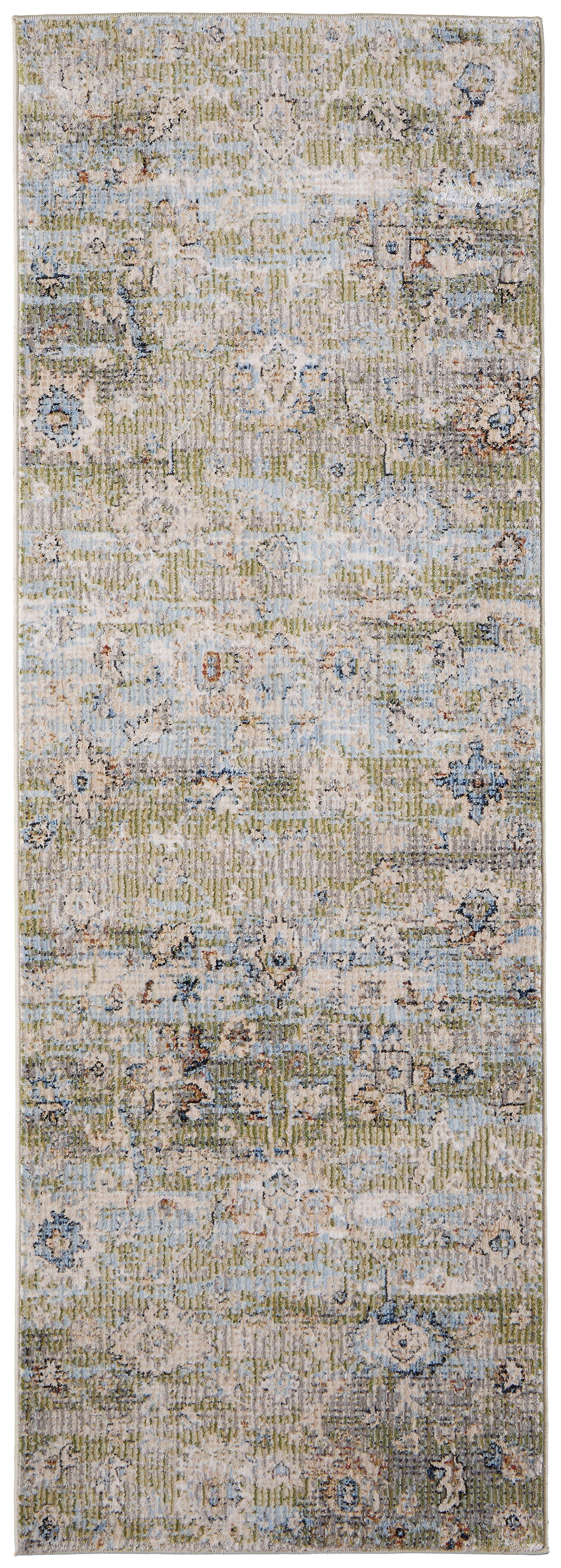 Melrose Traditional/Vintage/Persian Green/Ivory/Blue Runner  Feizy Rugs Small Parcel,Feizy Rugs,Melrose,Green/Ivory/Blue,2'6" x 7'3",Runner,Polypropylene/Polyester/Viscose,Traditional/Vintage/Persian,Turkey