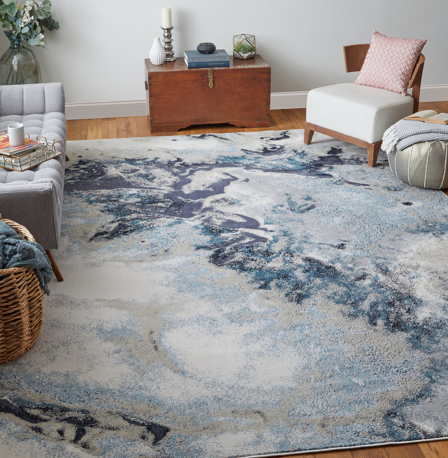 Astra Transitional/Industrial/Casual Blue/Gray/Ivory Runner  Feizy Rugs Small Parcel,Feizy Rugs,Astra,Blue/Gray/Ivory,2'10" x 7'10",Runner,Polyester/Polypropylene,Transitional/Industrial/Casual,Turkey