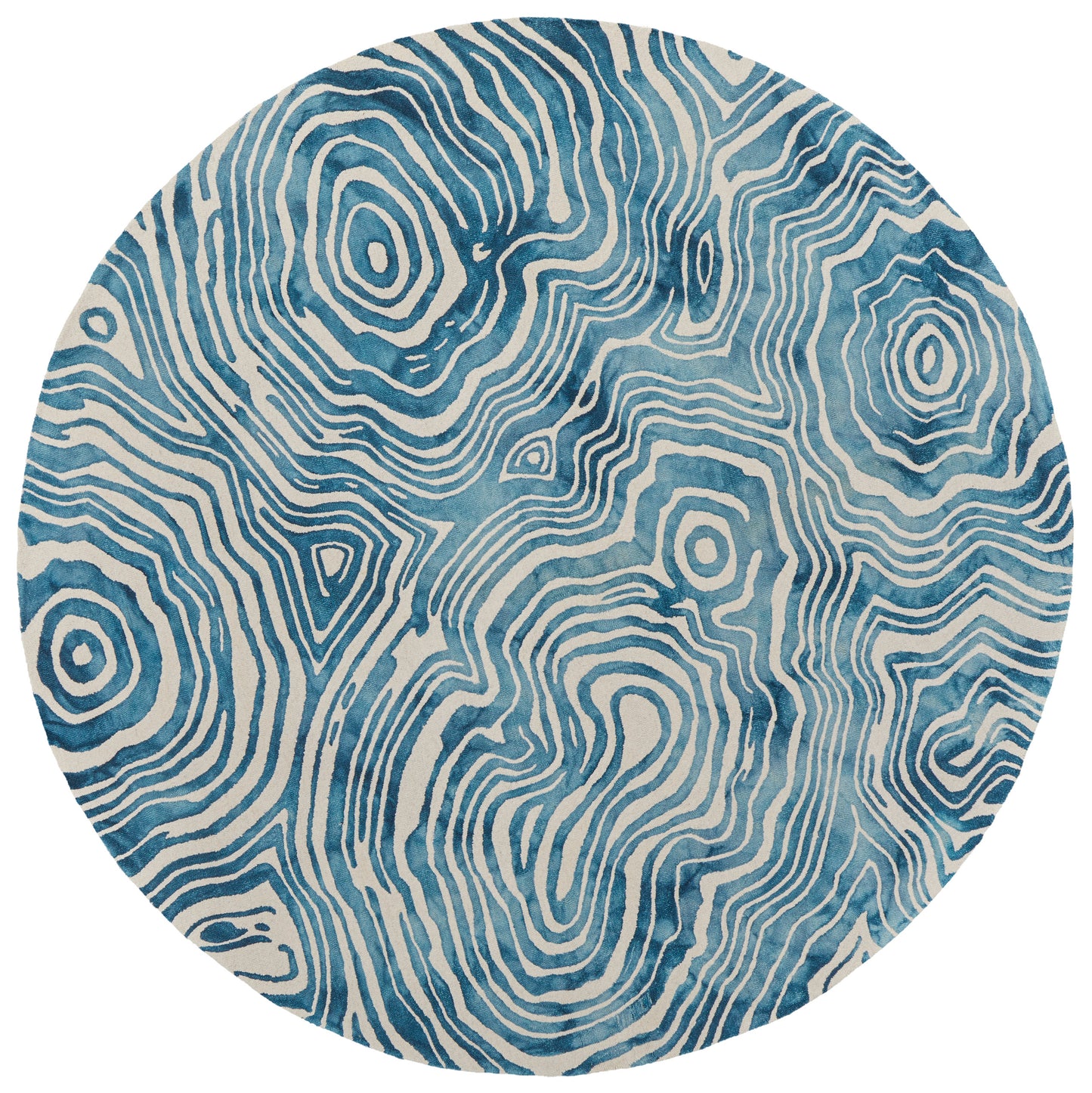 Lorrain Modern/Bohemian & Eclectic/Casual Blue/Ivory Round Rug  Feizy Rugs LTL,Feizy Rugs,Lorrain,Blue/Ivory,10' x 10' Round,Round Rug,Wool,Modern/Bohemian & Eclectic/Casual,India