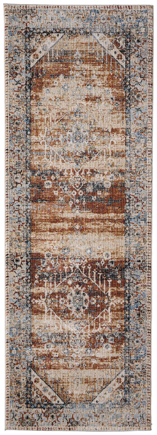 Melrose Transitional/Bohemian & Eclectic/Vintage Ivory/Red/Blue Runner  Feizy Rugs Small Parcel,Feizy Rugs,Melrose,Ivory/Red/Blue,2'6" x 7'3",Runner,Polypropylene/Polyester/Viscose,Transitional/Bohemian & Eclectic/Vintage,Turkey