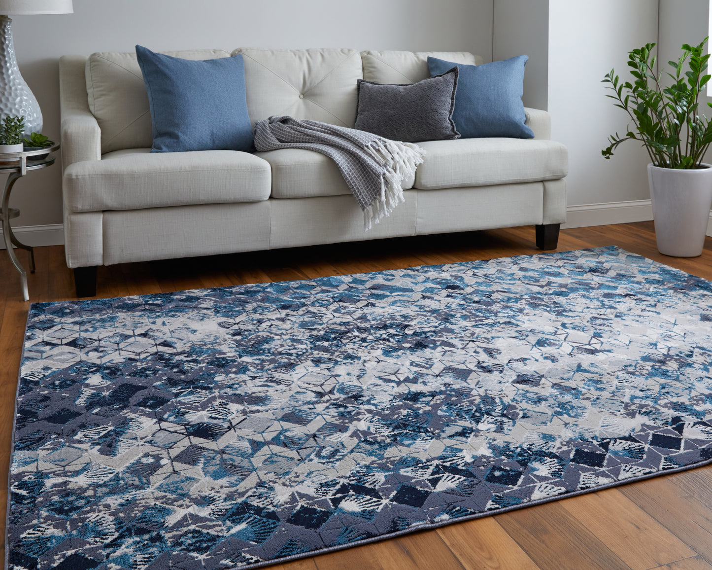 Indio Modern/Bohemian & Eclectic/Farmhouse Blue/Ivory/Gray Runner  Feizy Rugs Small Parcel,Feizy Rugs,Indio,Blue/Ivory/Gray,2'10" x 7'10",Runner,Polyester/Polypropylene,Modern/Bohemian & Eclectic/Farmhouse,Turkey