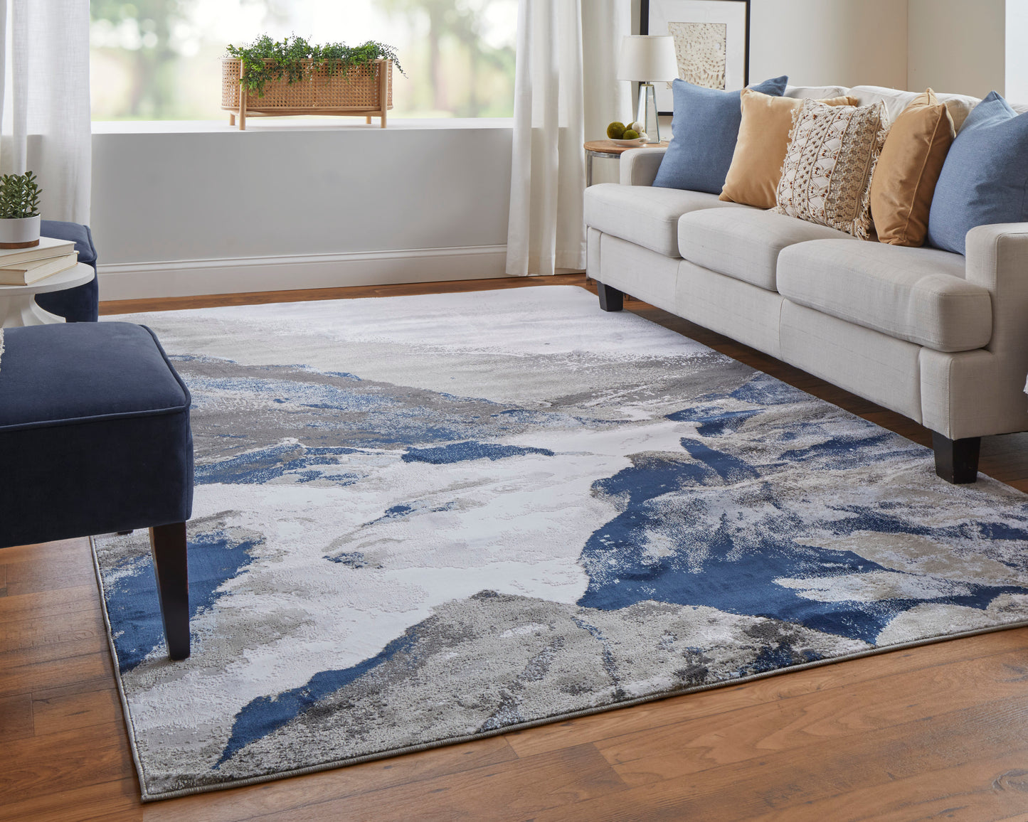 Gaspar Modern/Industrial/Country Blue/Gray/White Accent Rug  Feizy Rugs Small Parcel,Feizy Rugs,Gaspar,Blue/Gray/White,1'8" x 2'10",Accent Rug,Polypropylene/Polyester,Modern/Industrial/Country,Turkey