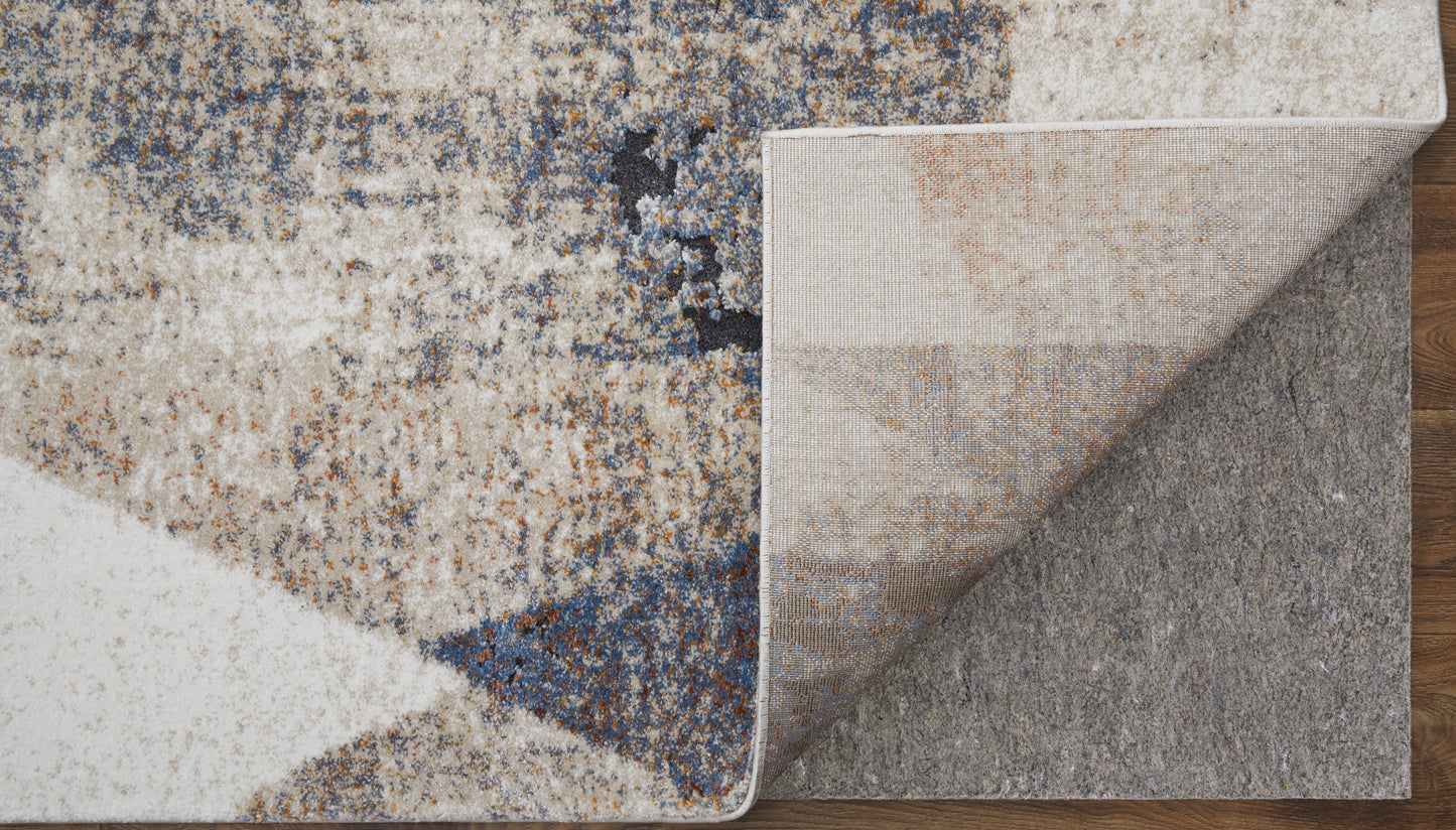 Gilmore Modern/Bohemian & Eclectic/Casual Blue/Ivory/Taupe Runner  Feizy Rugs Small Parcel,Feizy Rugs,Gilmore,Blue/Ivory/Taupe,2'6" x 8',Runner,Polypropylene,Modern/Bohemian & Eclectic/Casual,Turkey