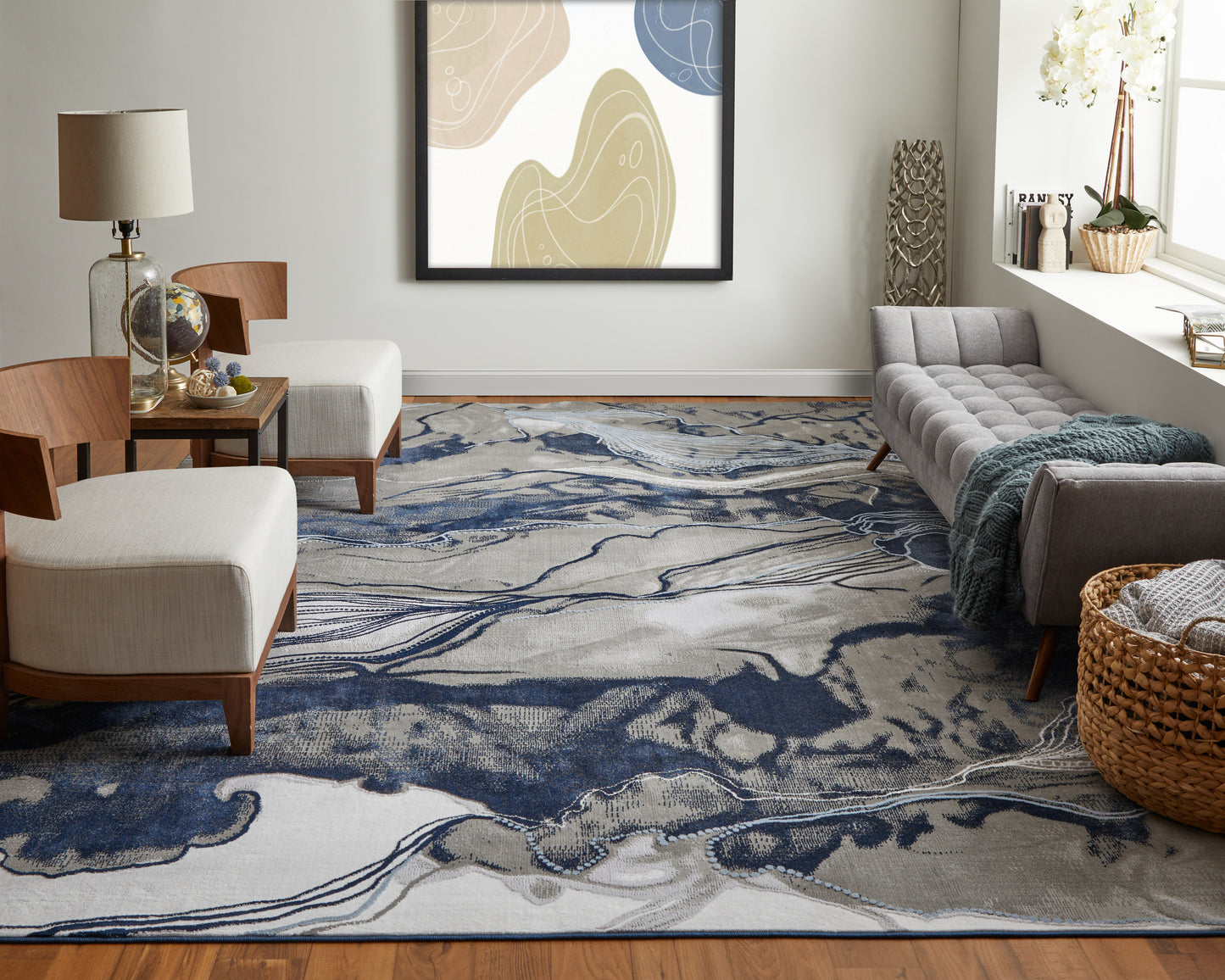 Gaspar Modern/Industrial/Casual Blue/Gray/Ivory Accent Rug  Feizy Rugs Small Parcel,Feizy Rugs,Gaspar,Blue/Gray/Ivory,1'8" x 2'10",Accent Rug,Polypropylene/Polyester,Modern/Industrial/Casual,Turkey