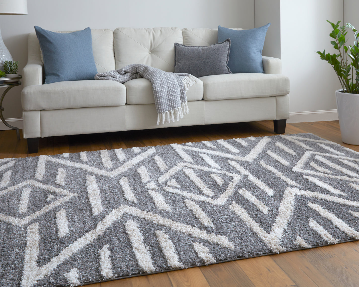 Mynka Transitional/Bohemian & Eclectic/Farmhouse Gray/Ivory Runner  Feizy Rugs Small Parcel,Feizy Rugs,Mynka,Gray/Ivory,2'6" x 8',Runner,Polyester,Transitional/Bohemian & Eclectic/Farmhouse,Turkey