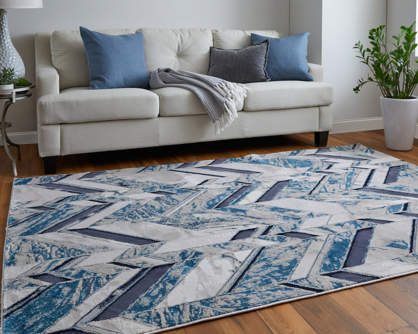 Indio Modern/Casual/Nautical & Coastal Ivory/Blue/Gray Runner  Feizy Rugs Small Parcel,Feizy Rugs,Indio,Ivory/Blue/Gray,2'10" x 7'10",Runner,Polyester/Polypropylene,Modern/Casual/Nautical & Coastal,Turkey