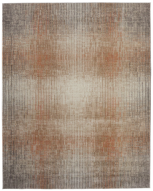 Eden Modern/Industrial Ivory/Taupe/Pink Area Rug