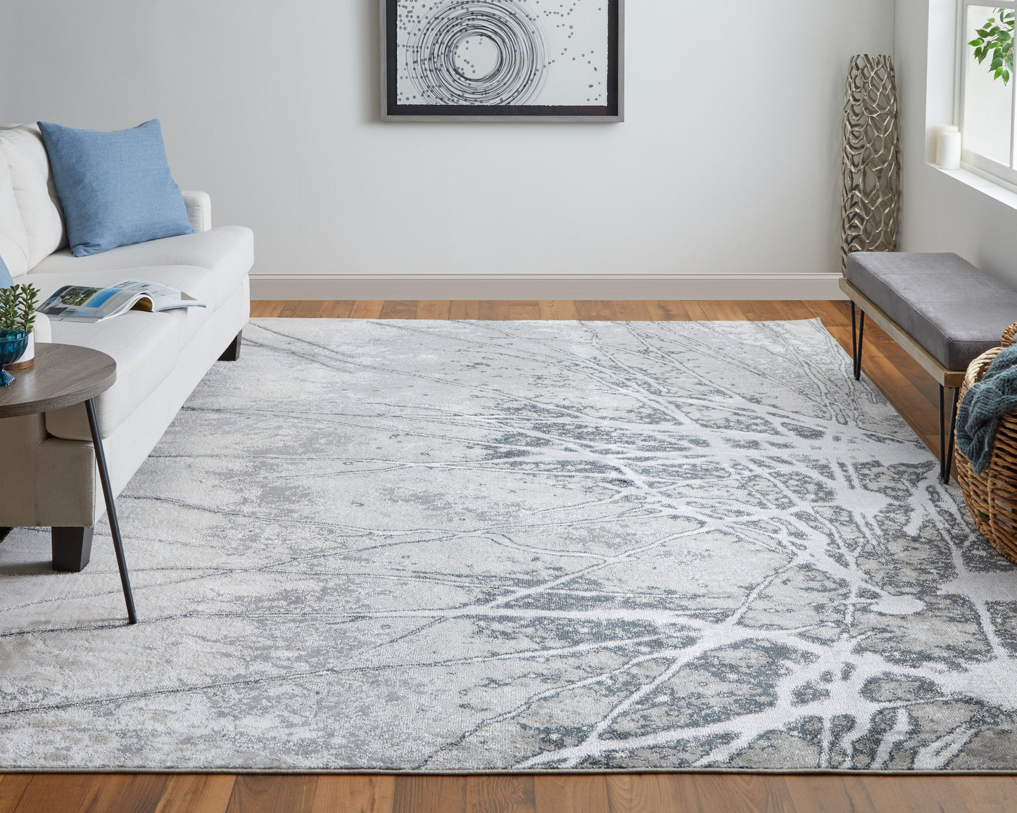 Astra Transitional/Industrial/Casual Gray/Silver/Ivory Area Rug