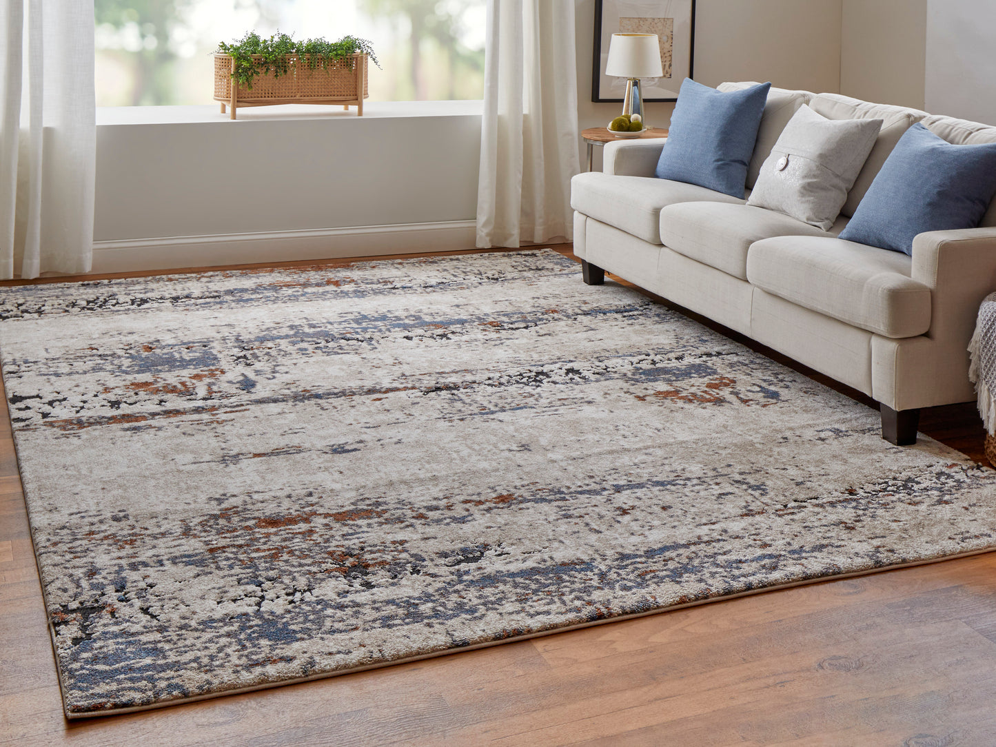 Gilmore Modern/Bohemian & Eclectic/Casual Ivory/Blue/Gray Accent Rug  Feizy Rugs Small Parcel,Feizy Rugs,Gilmore,Ivory/Blue/Gray,2' x 3',Accent Rug,Polypropylene,Modern/Bohemian & Eclectic/Casual,Turkey