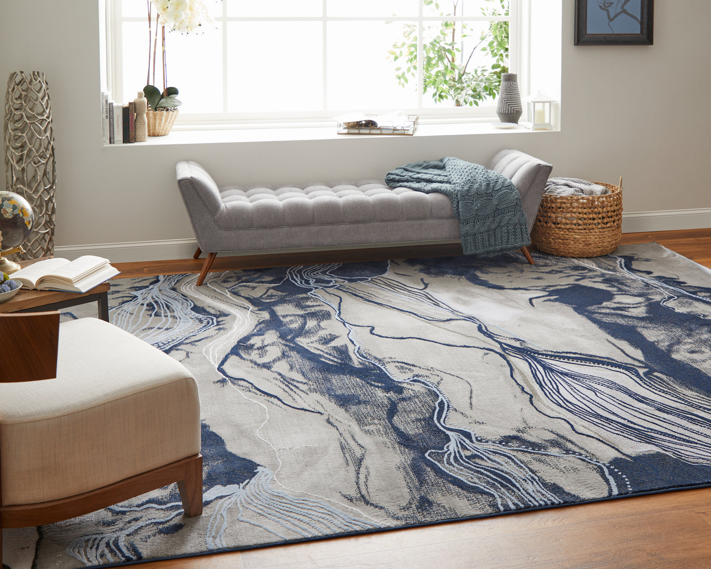 Gaspar Modern/Industrial/Casual Blue/Gray/Ivory Accent Rug  Feizy Rugs Small Parcel,Feizy Rugs,Gaspar,Blue/Gray/Ivory,1'8" x 2'10",Accent Rug,Polypropylene/Polyester,Modern/Industrial/Casual,Turkey