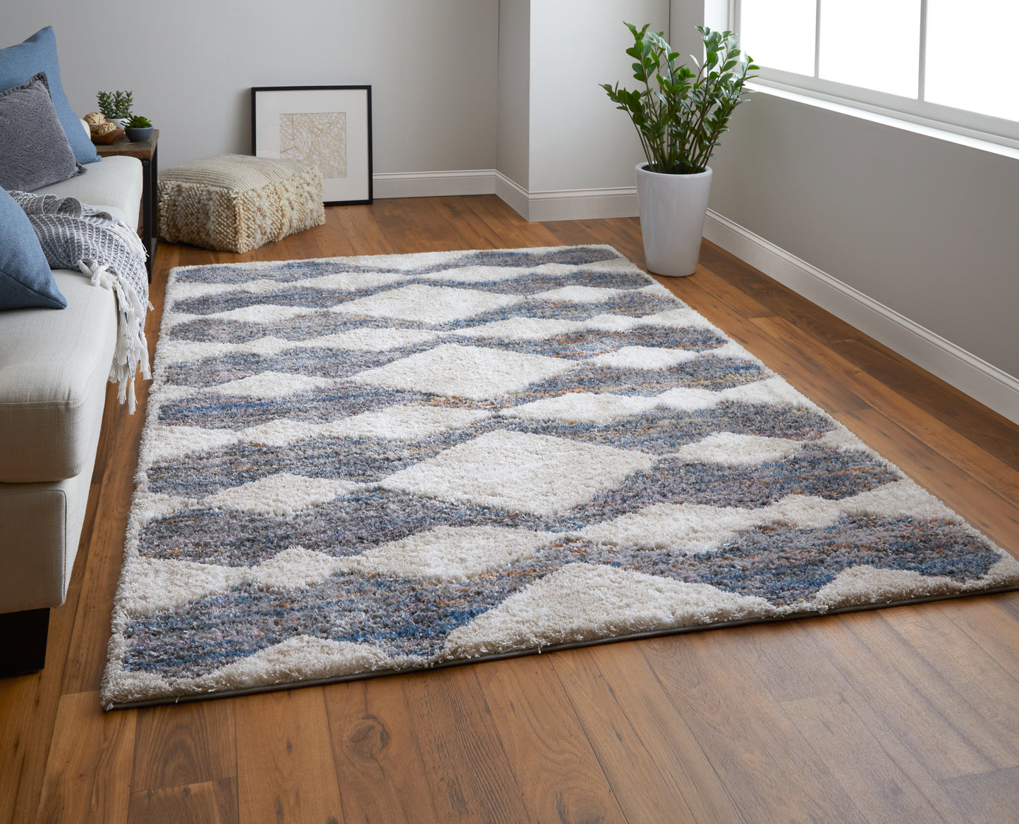 Mynka Transitional/Bohemian & Eclectic/Casual Tan/Ivory/Blue Runner  Feizy Rugs Small Parcel,Feizy Rugs,Mynka,Tan/Ivory/Blue,2'6" x 8',Runner,Polyester,Transitional/Bohemian & Eclectic/Casual,Turkey