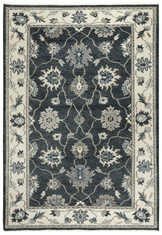 Ashton ATN916 Charcoal/Ivory Hand Knotted Rug - Rizzy