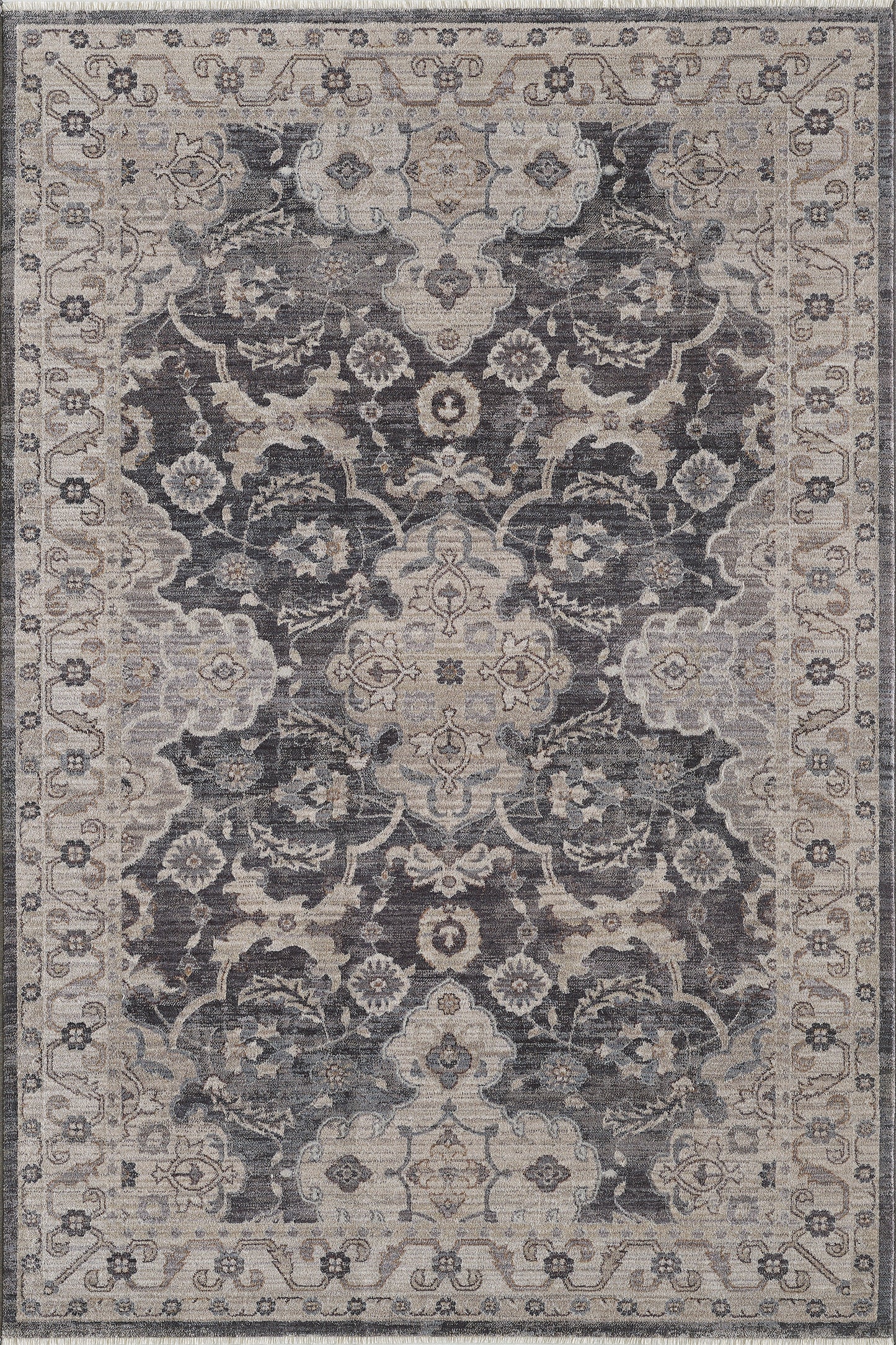 Adele 8800 Grey Ivory Sofia Machine Woven Performance Area Rug - Kas