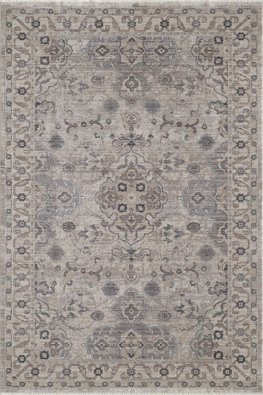 Adele 8801 Ivory Grey Amelia Machine Woven Performance Area Rug - Kas