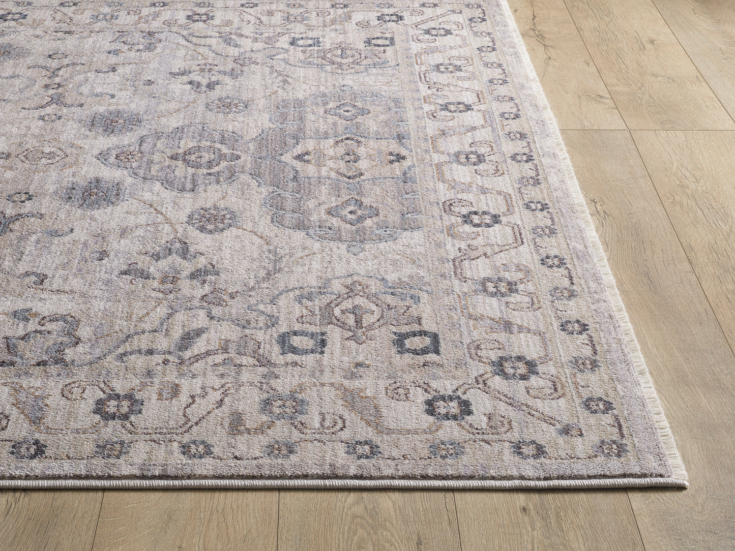 Adele 8801 Ivory Grey Amelia Machine Woven Performance Area Rug - Kas