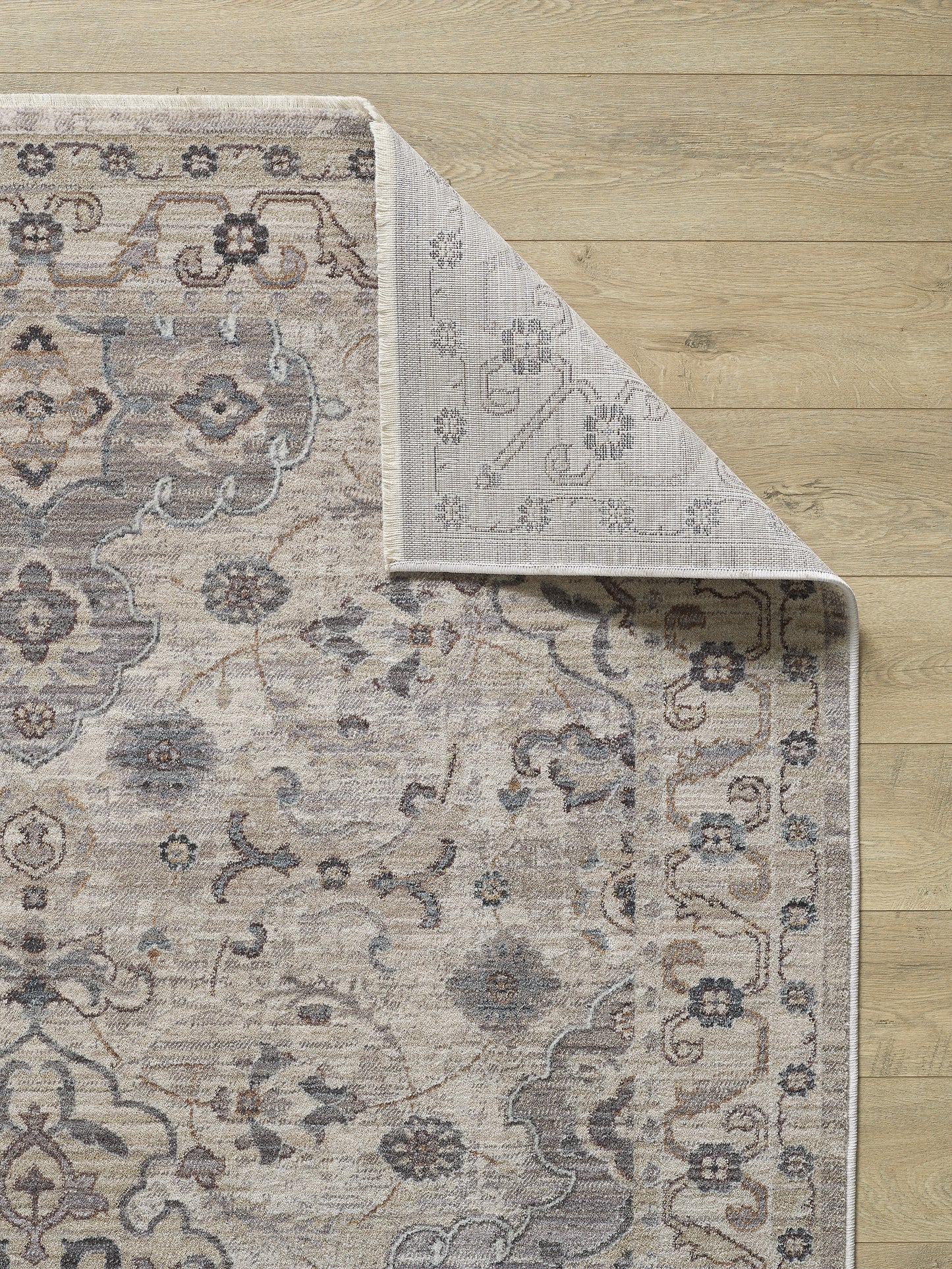 Adele 8801 Ivory Grey Amelia Machine Woven Performance Area Rug - Kas