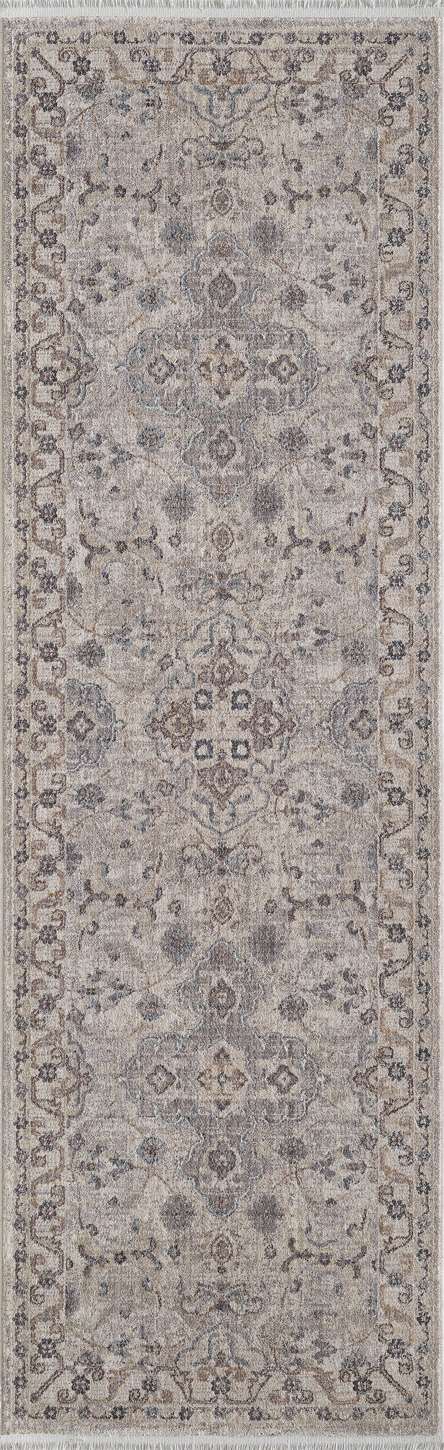 Adele 8801 Ivory Grey Amelia Machine Woven Performance Area Rug - Kas