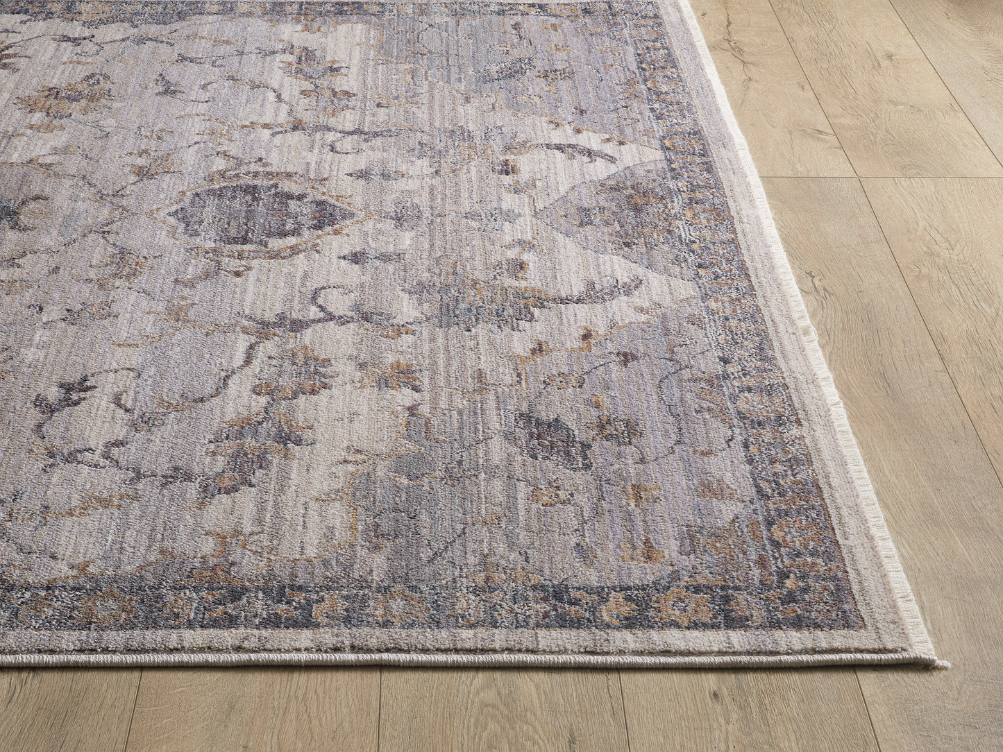 Adele 8804 Ivory Grey Courtney Machine Woven Performance Area Rug - Kas