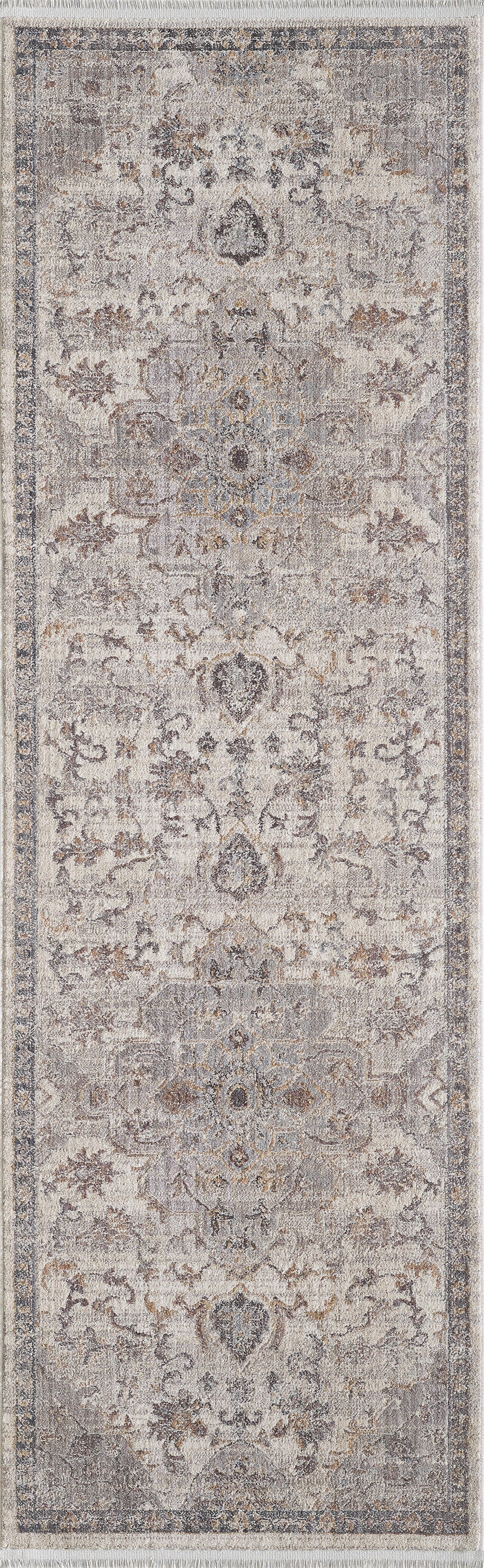 Adele 8804 Ivory Grey Courtney Machine Woven Performance Area Rug - Kas