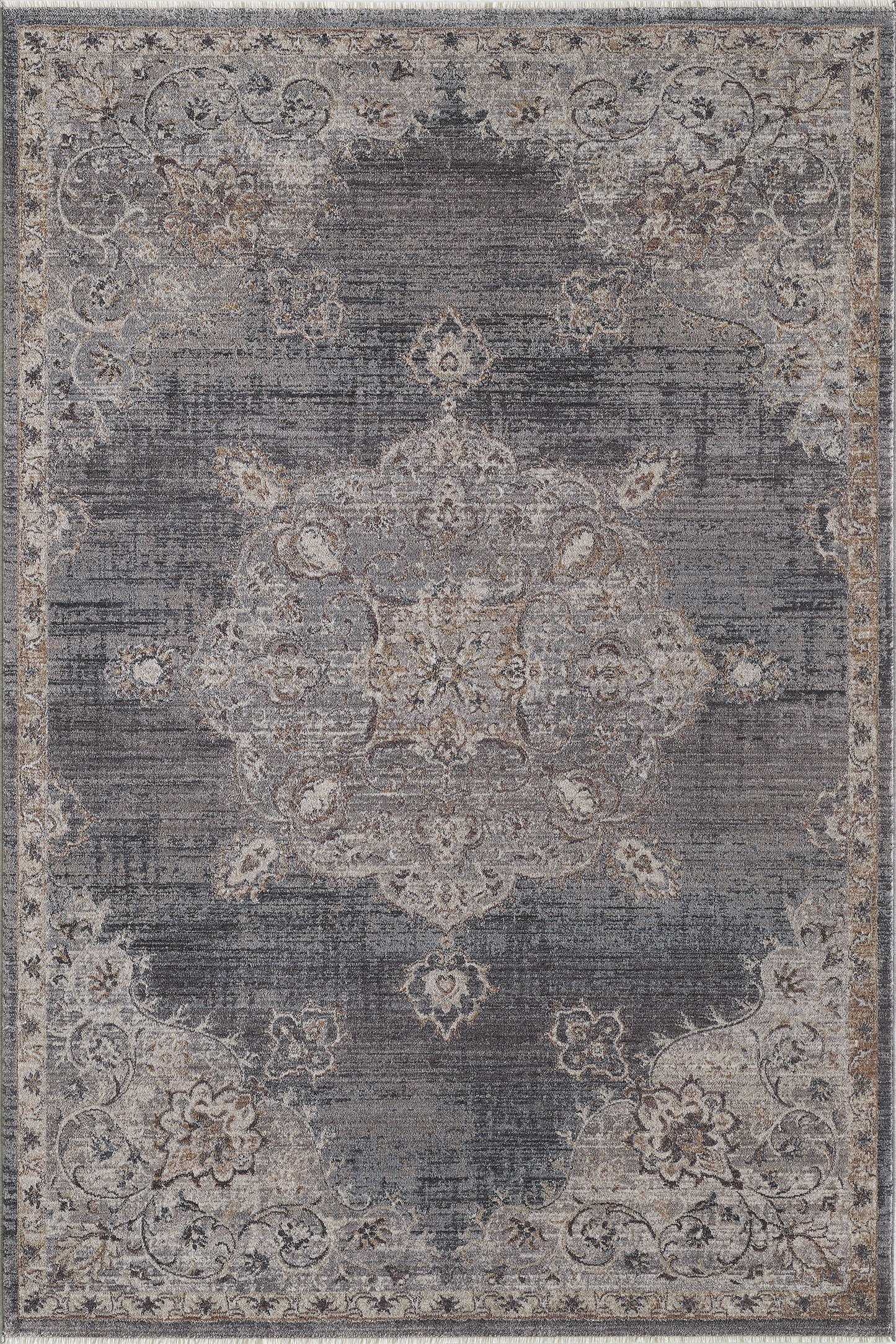 Adele 8805 Grey Blue Serafina Machine Woven Performance Area Rug - Kas