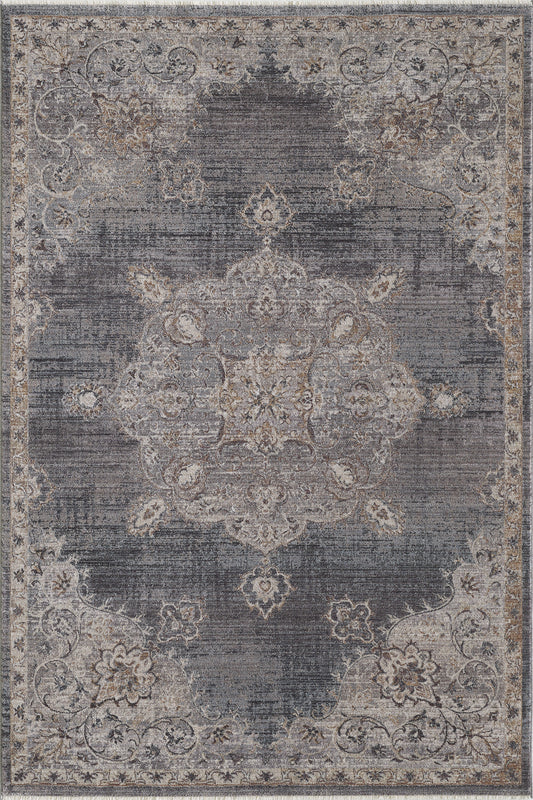 Adele 8805 Grey Blue Serafina Machine Woven Performance Area Rug - Kas