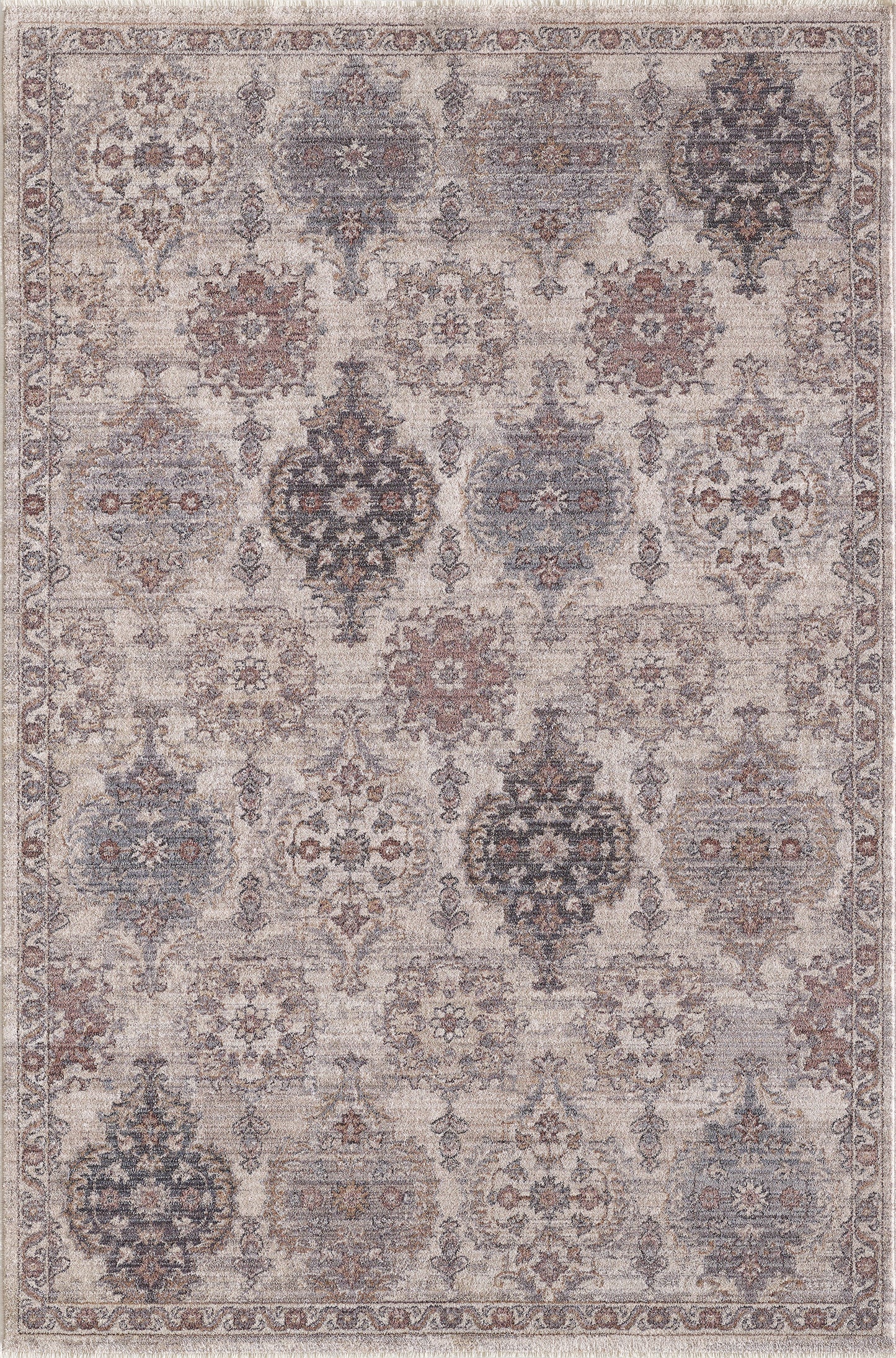 Adele 8806 Ivory Mosaic Machine Woven Performance Area Rug - Kas