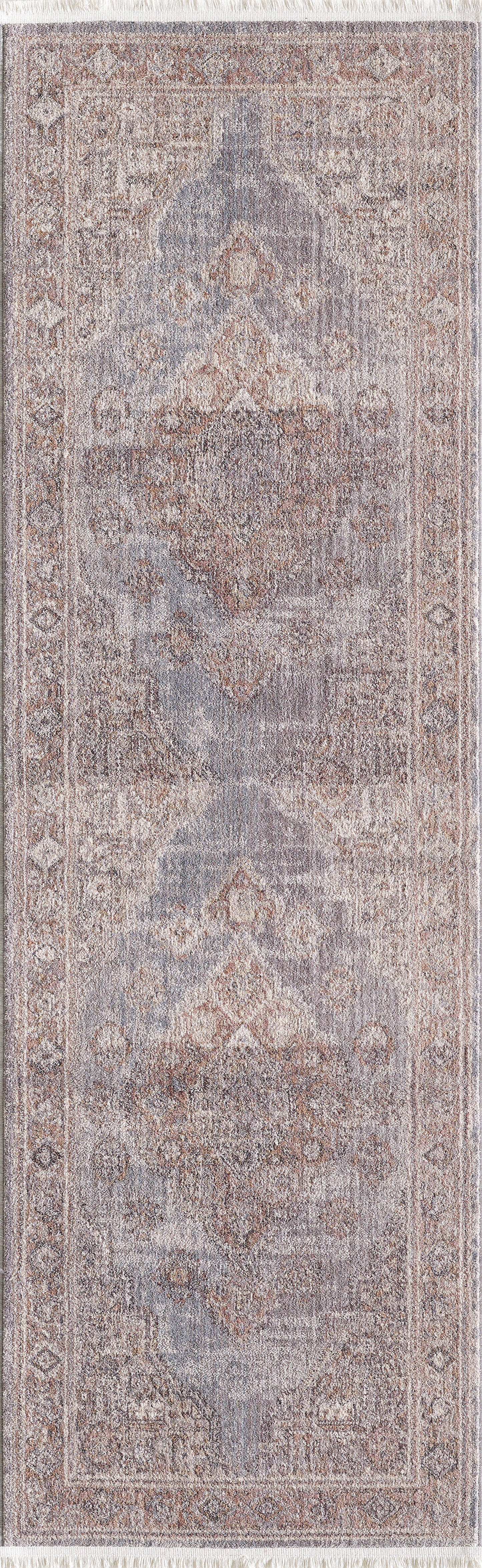 Adele 8807 Grey Blush Medallion Machine Woven Performance Area Rug - Kas