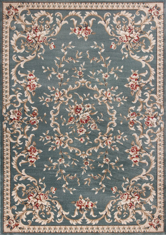 Avalon 5602 Slate Blue Aubusson Machine Woven Performance Area Rug - Kas