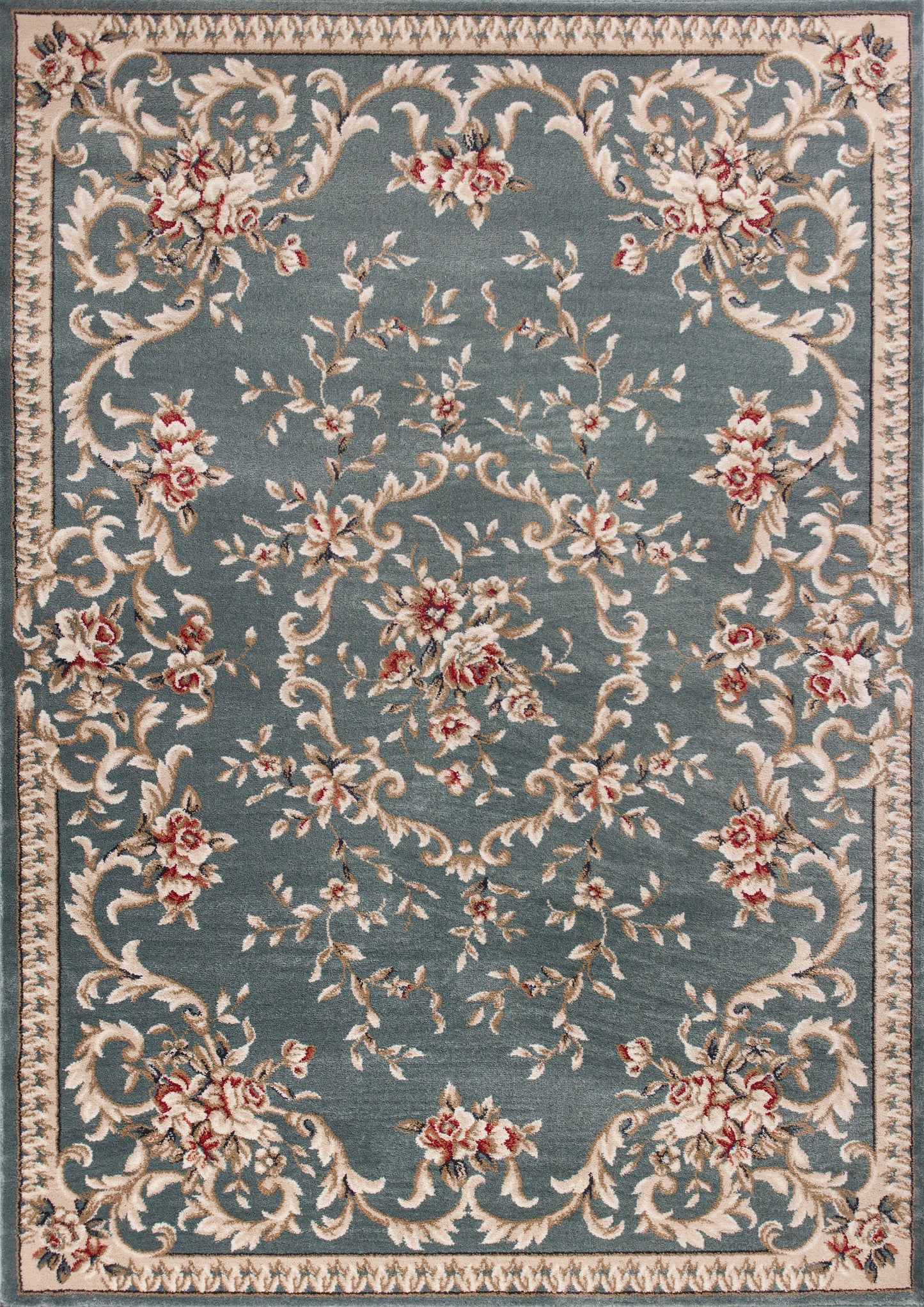 Avalon 5602 Slate Blue Aubusson Machine Woven Performance Area Rug - Kas